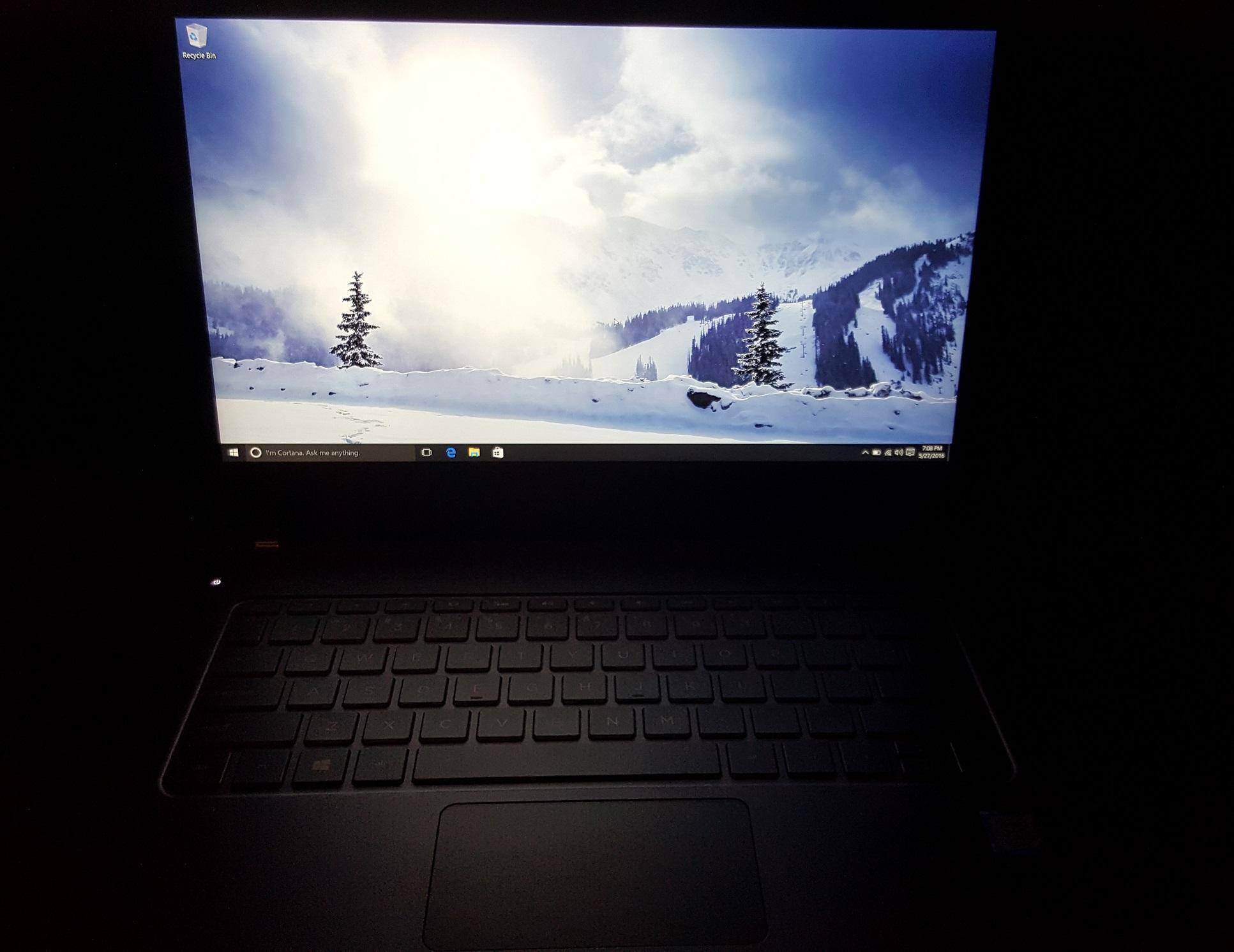 Desktop screen after initial setup, backlit keyboard is off, click to load a larger version