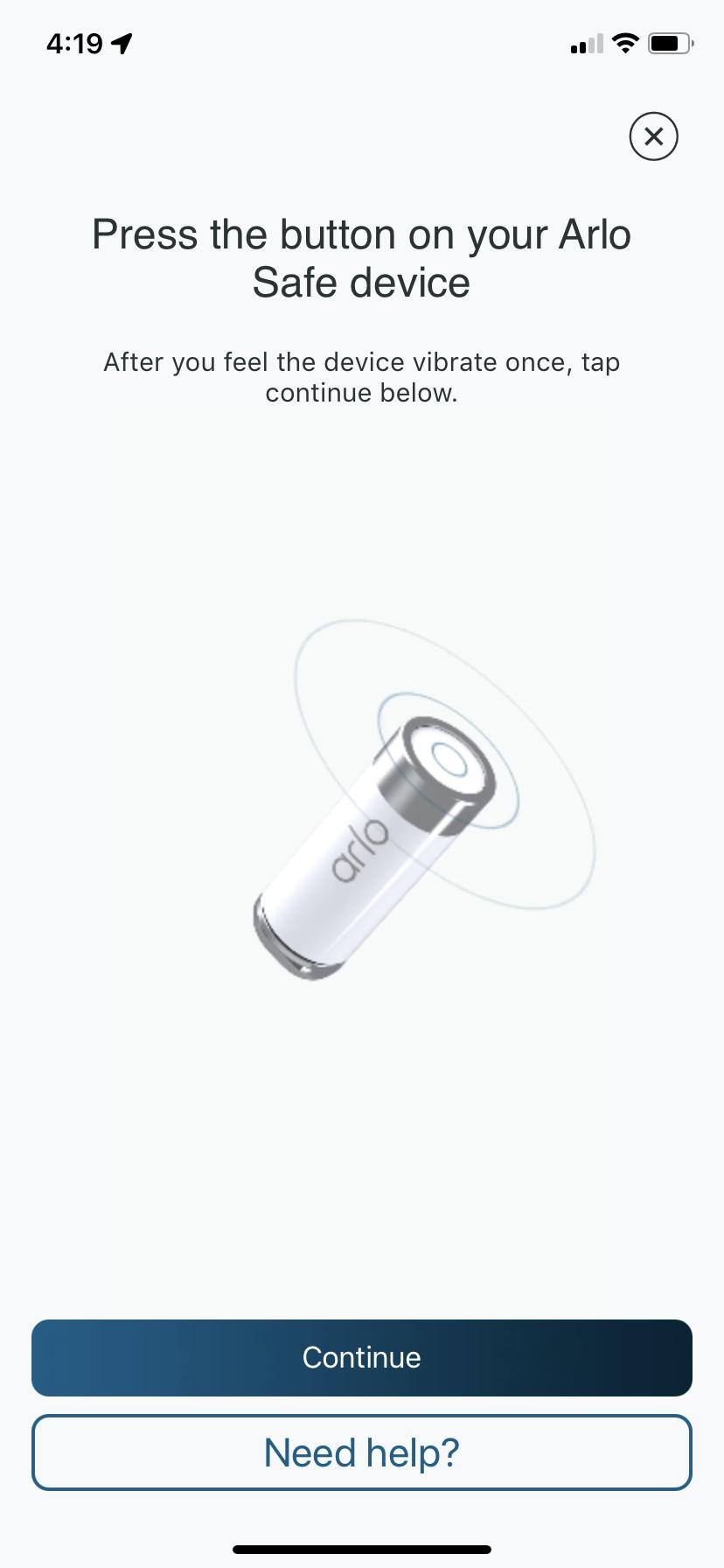 Incorrect instructions. You have to press AND release the button for it to vibrate, click to load a larger version