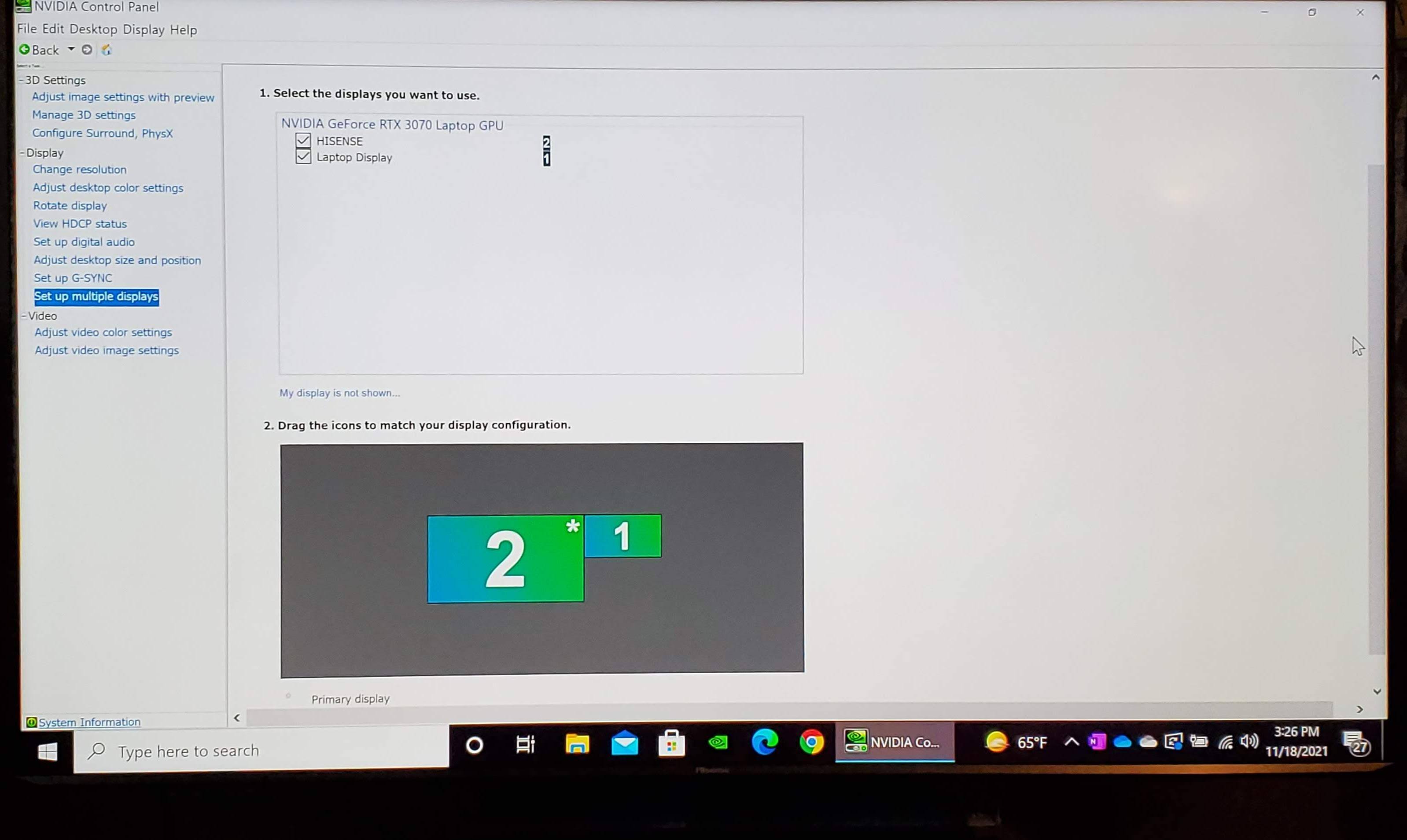 Setting Primary Display, click to load a larger version