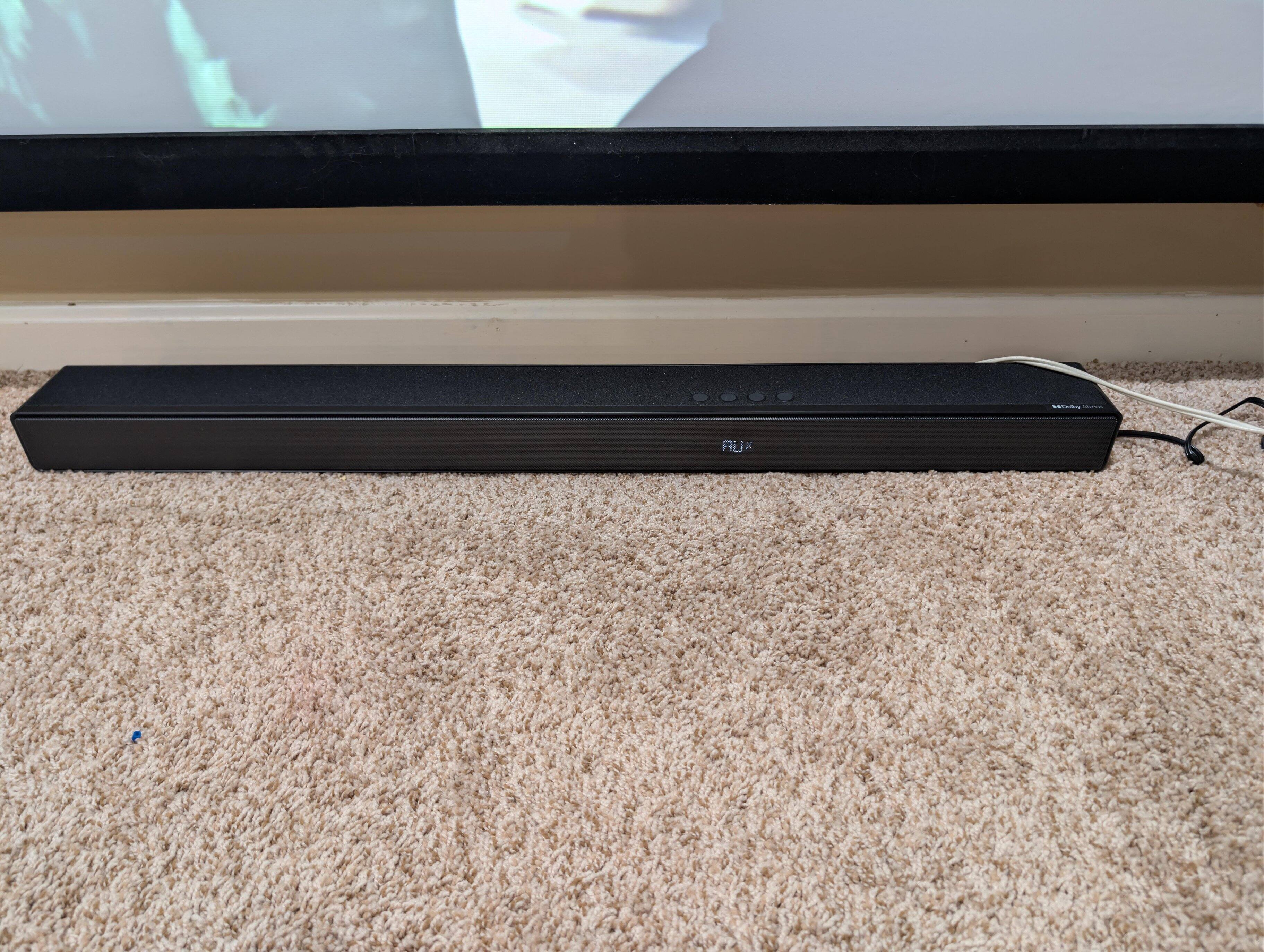 My soundbar before mounting on the wall, click to load a larger version