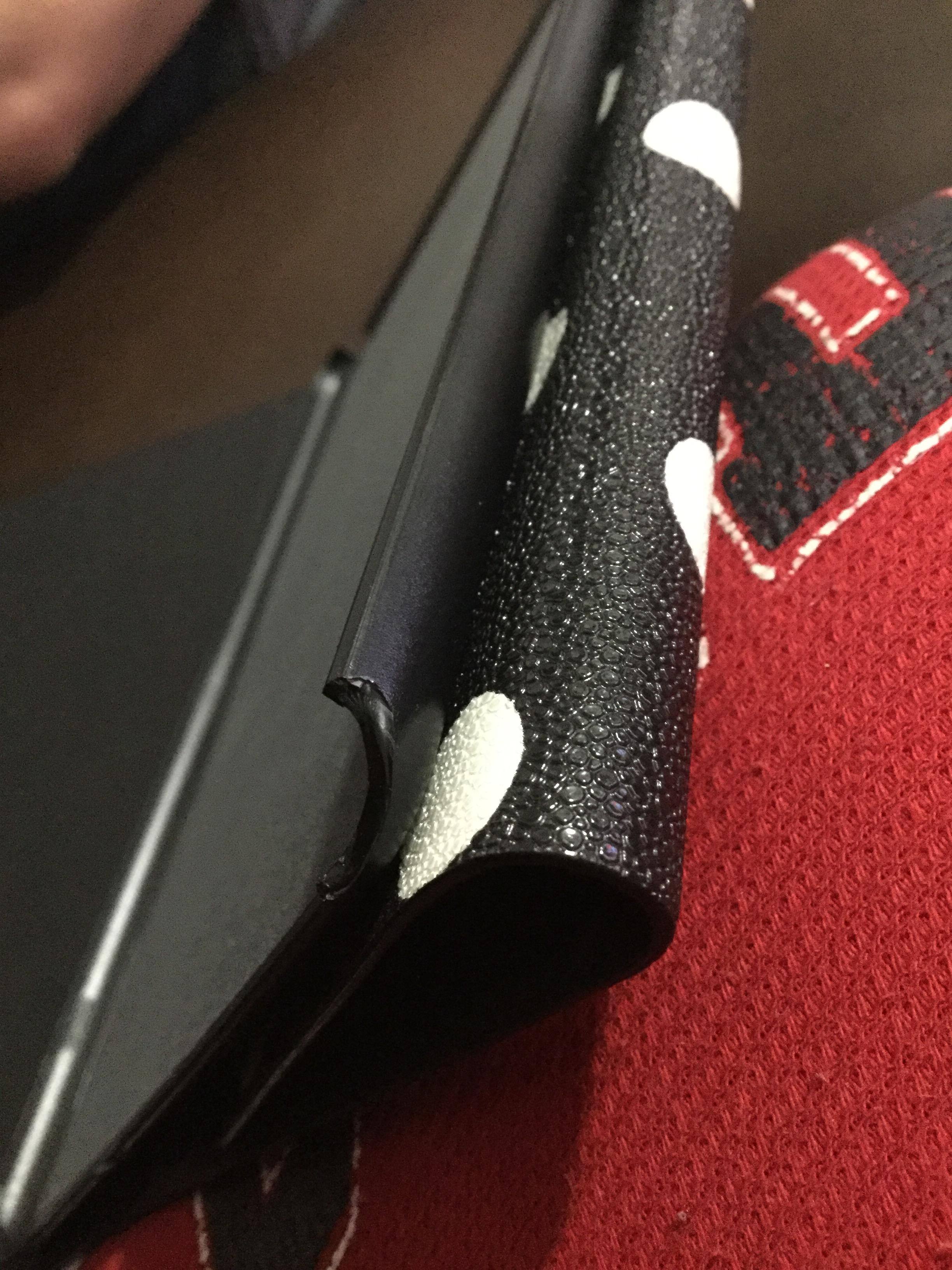 One of the corners that broke, click to load a larger version