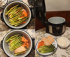 Salmon, rice and veggies, click to load a larger version