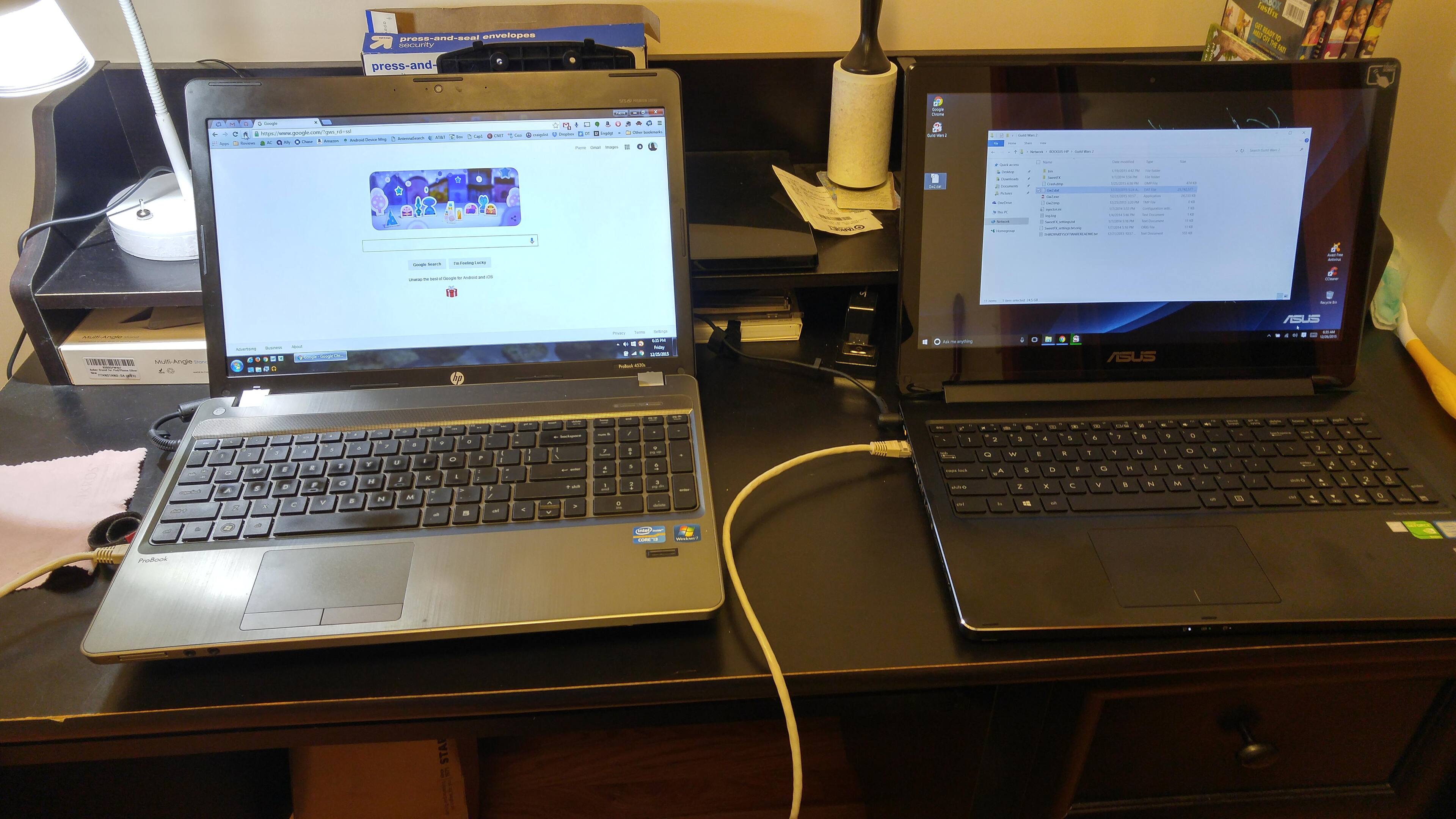 Transferring files from my 2011 HP ProBook 4350s via direct Ethernet link., click to load a larger version