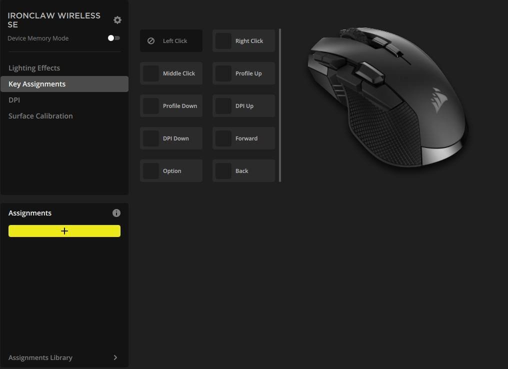 ICUE provides multiple setting options, such as key remapping that allows you to remap up to 10 buttons on the mouse to other keys or custom functions., click to load a larger version