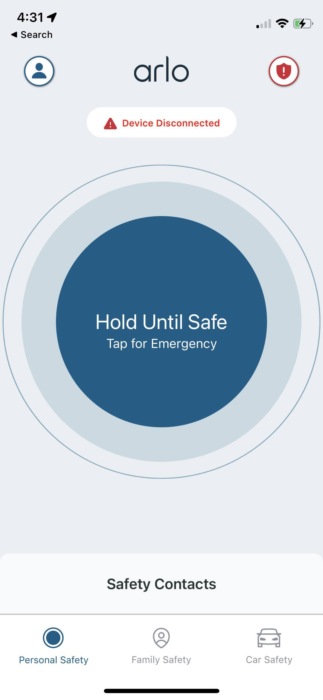 Often times, the Arlo Safe button does Not reconnect automatically, click to load a larger version