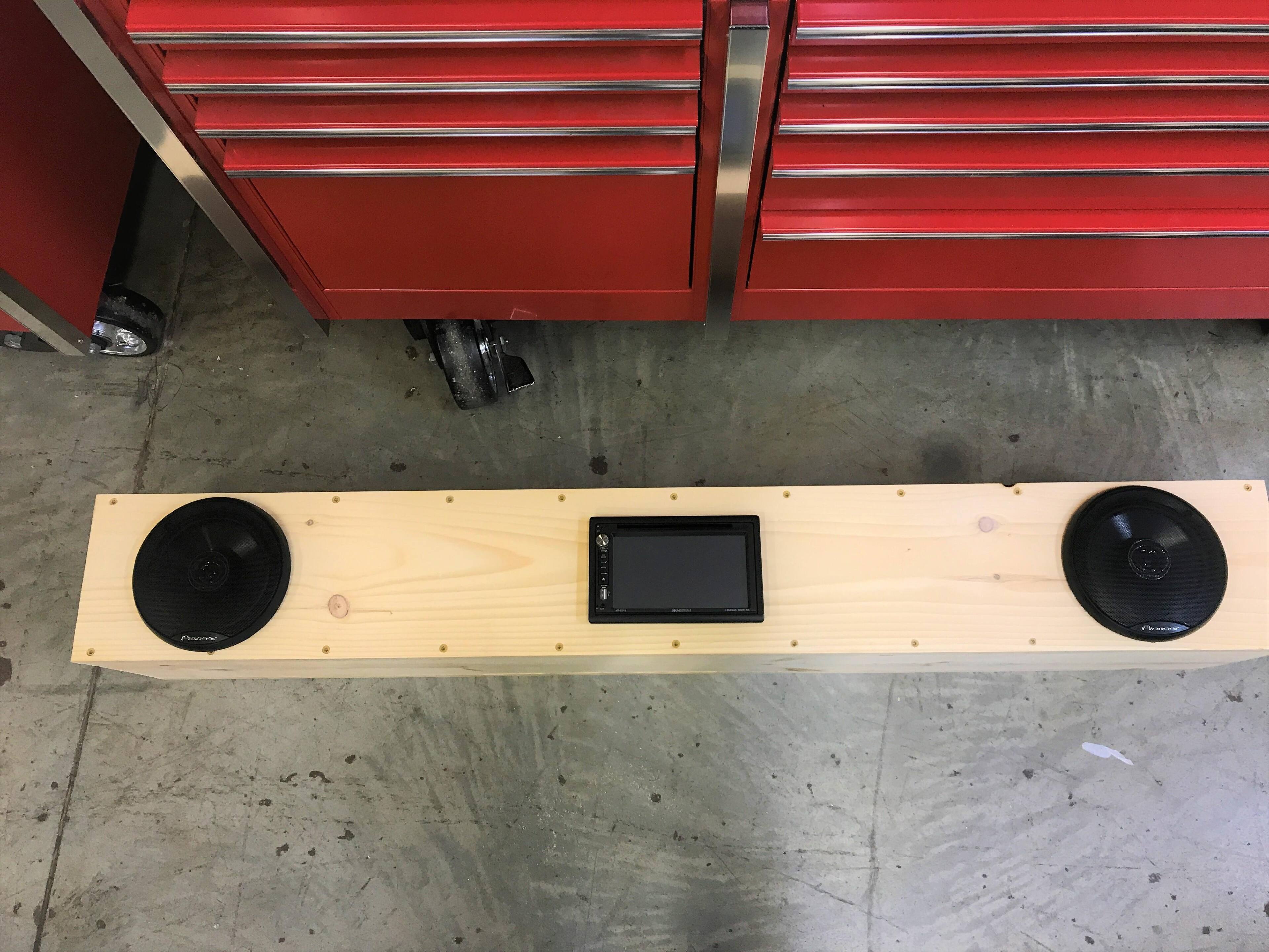 Shop radio with pioneer speakers, click to load a larger version