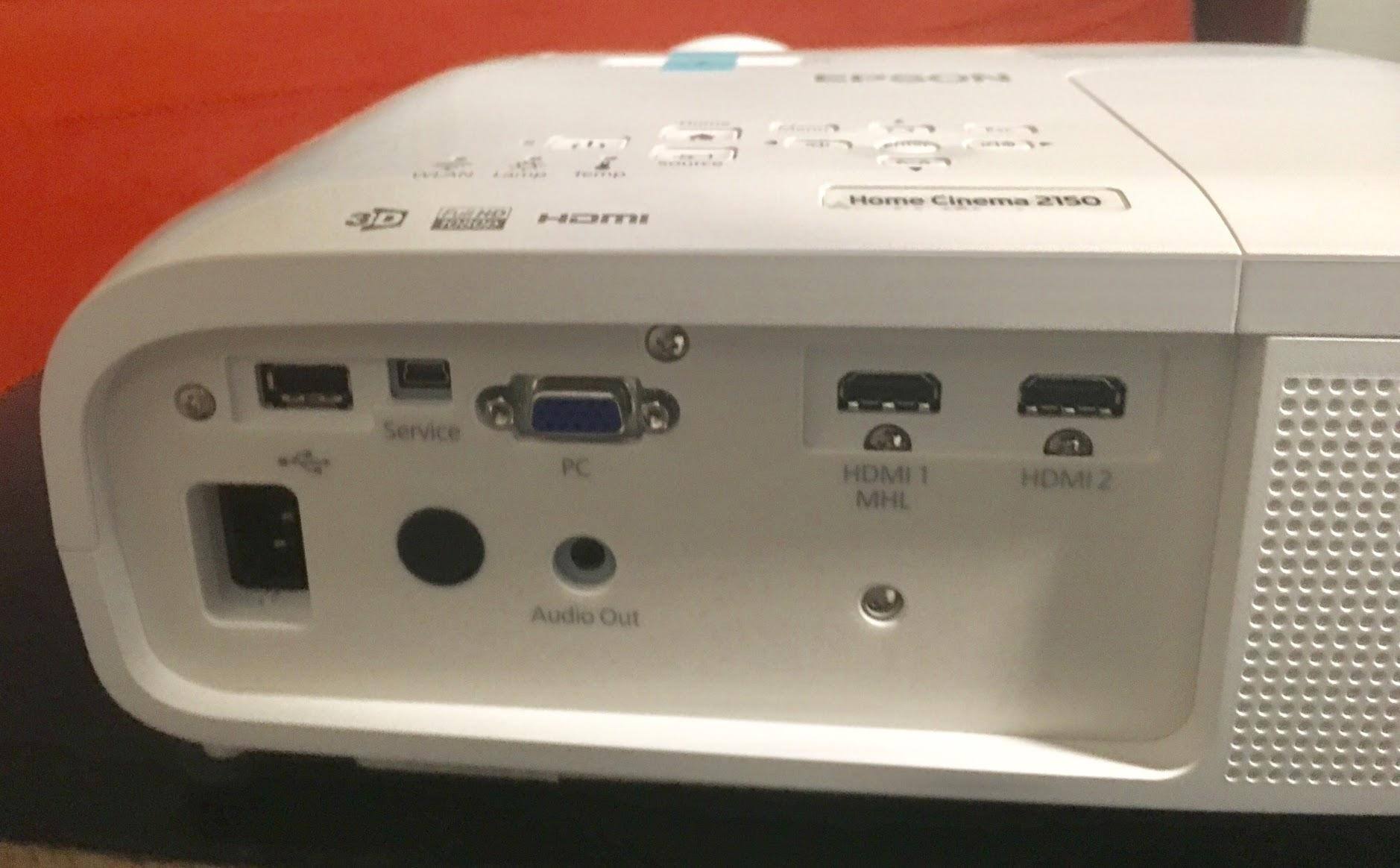 Back of the EPSON Home Cinema 2150., click to load a larger version