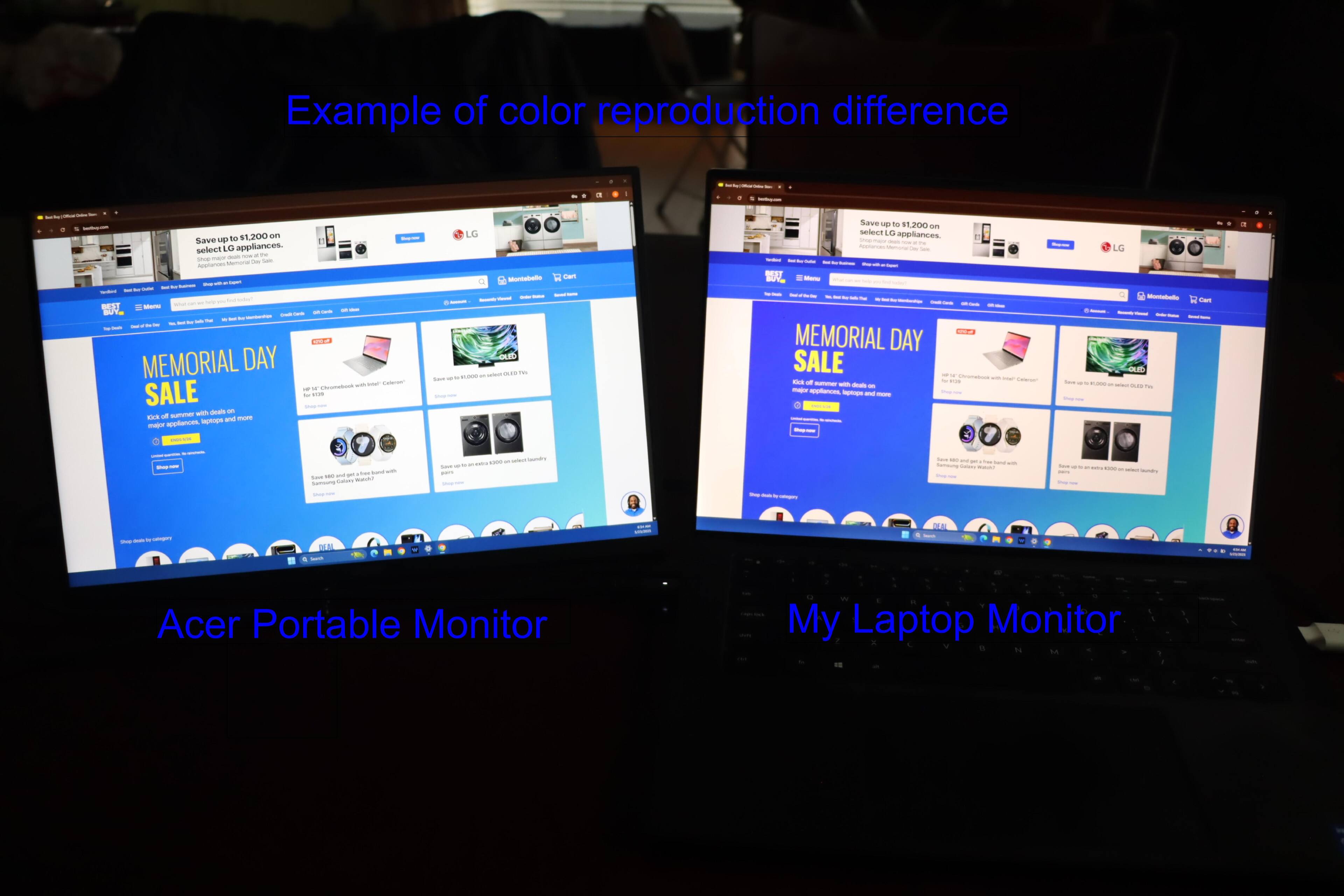 Comparing color reproduction, click to load a larger version
