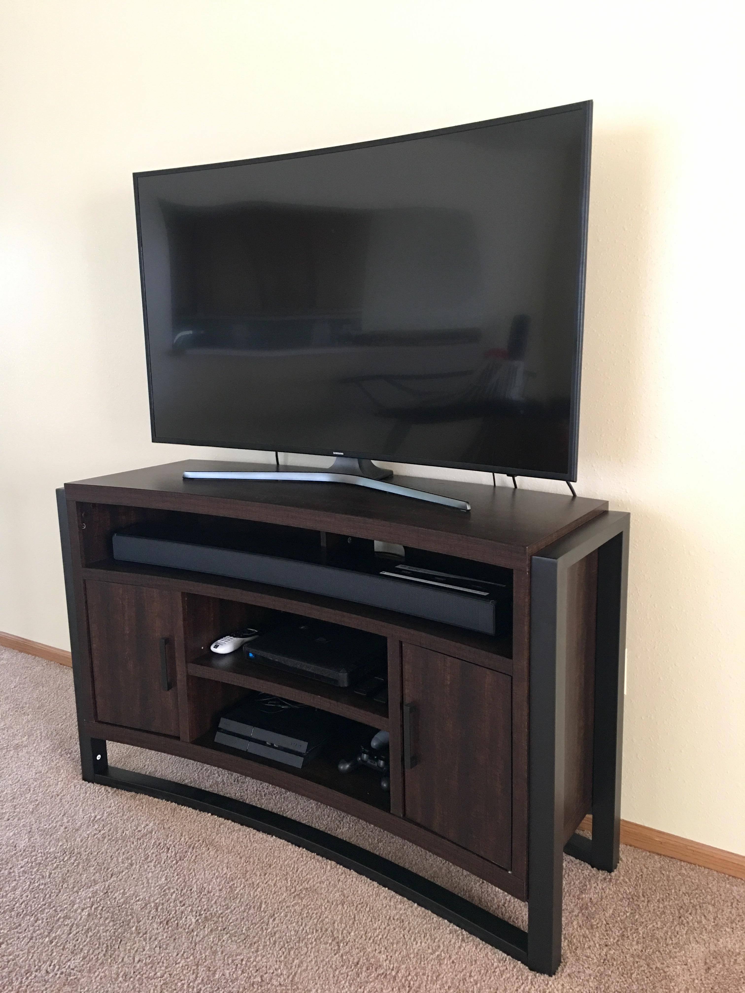 My Setup with curved tv and soundbar, click to load a larger version