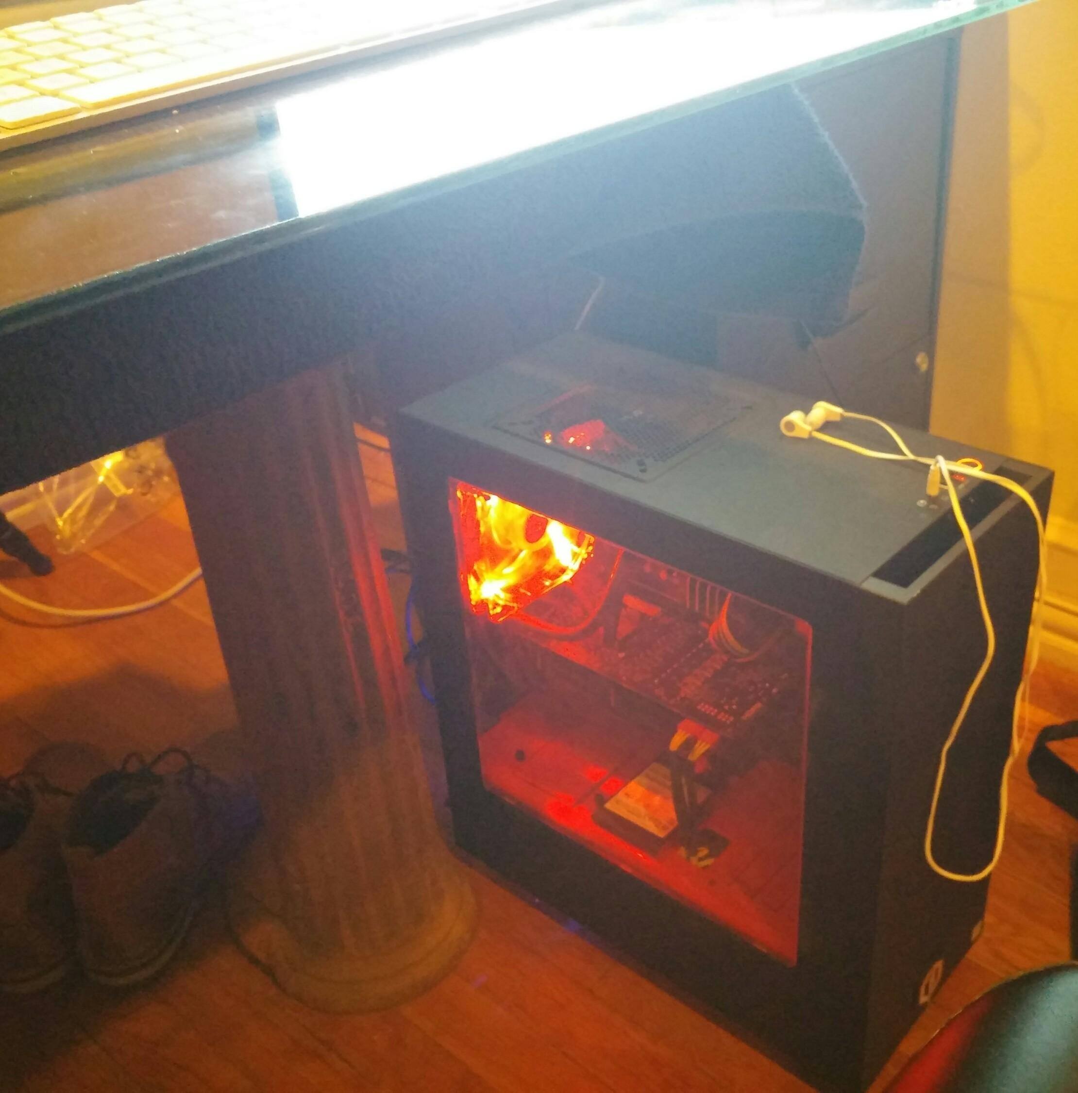 liquid cooled, looks like fire!, click to load a larger version