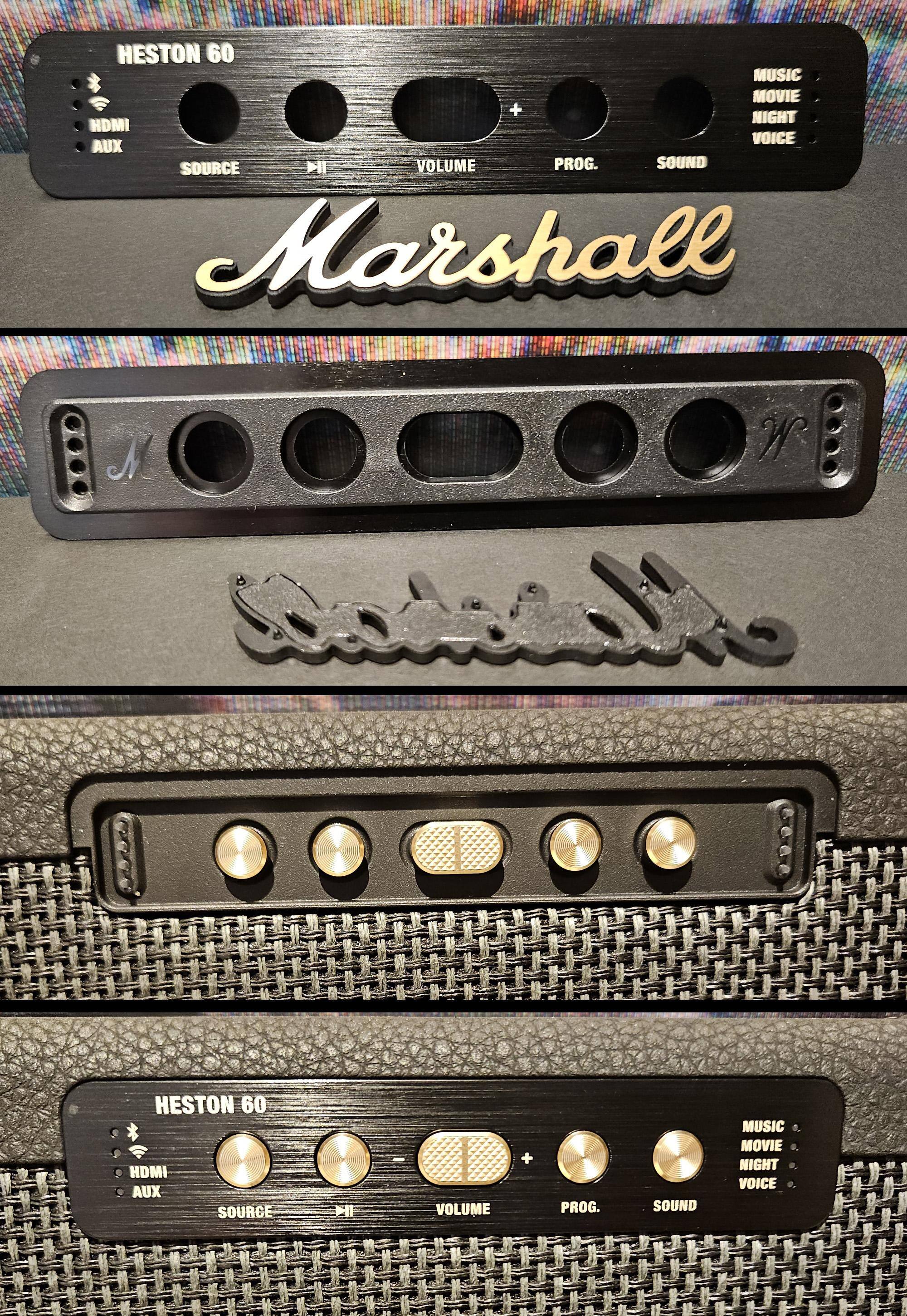 The magnetic controls cover front/back and magnetic Marshall logo piece front/back, click to load a larger version