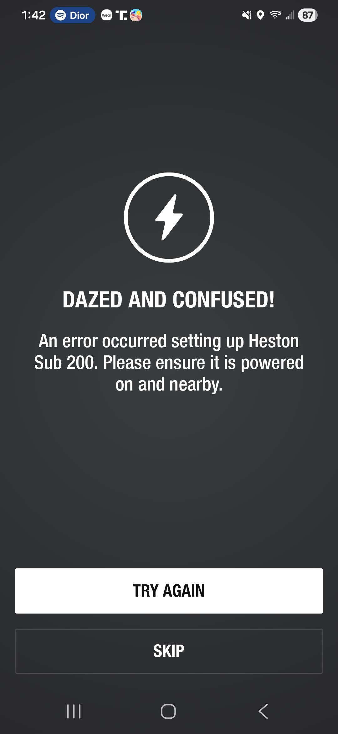 App shows failure to connect even though connected, click to load a larger version