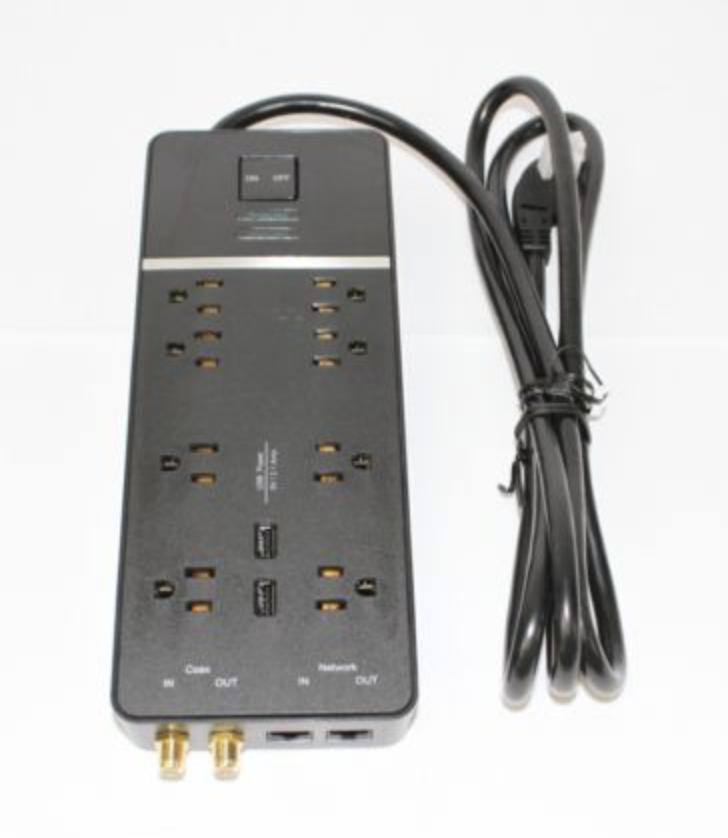 Top View - Rocketfish™ - 8-Outlet/2-USB Surge Protector Strip, click to load a larger version
