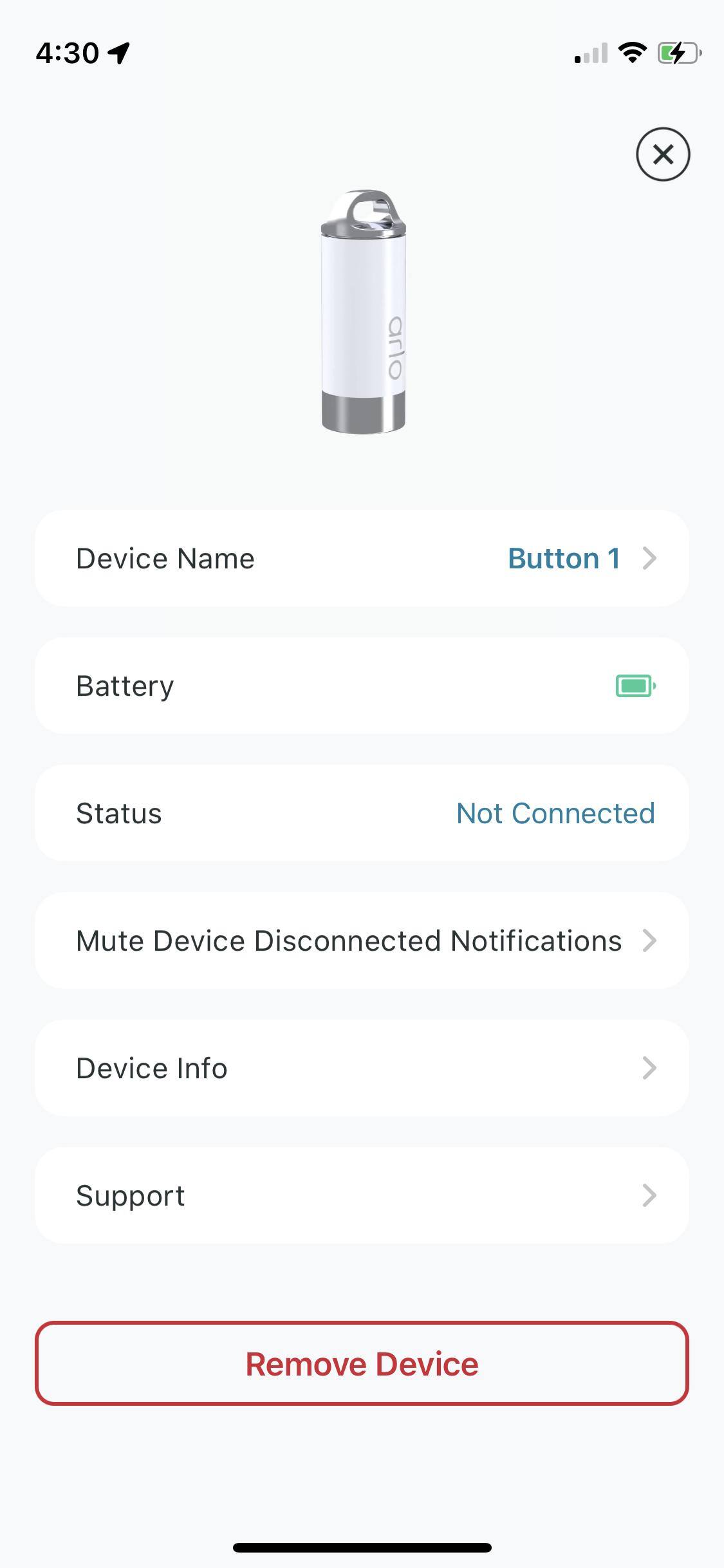 Sometimes, the app doesn't refresh showing that the Arlo Safe button is not connected when it already is, click to load a larger version