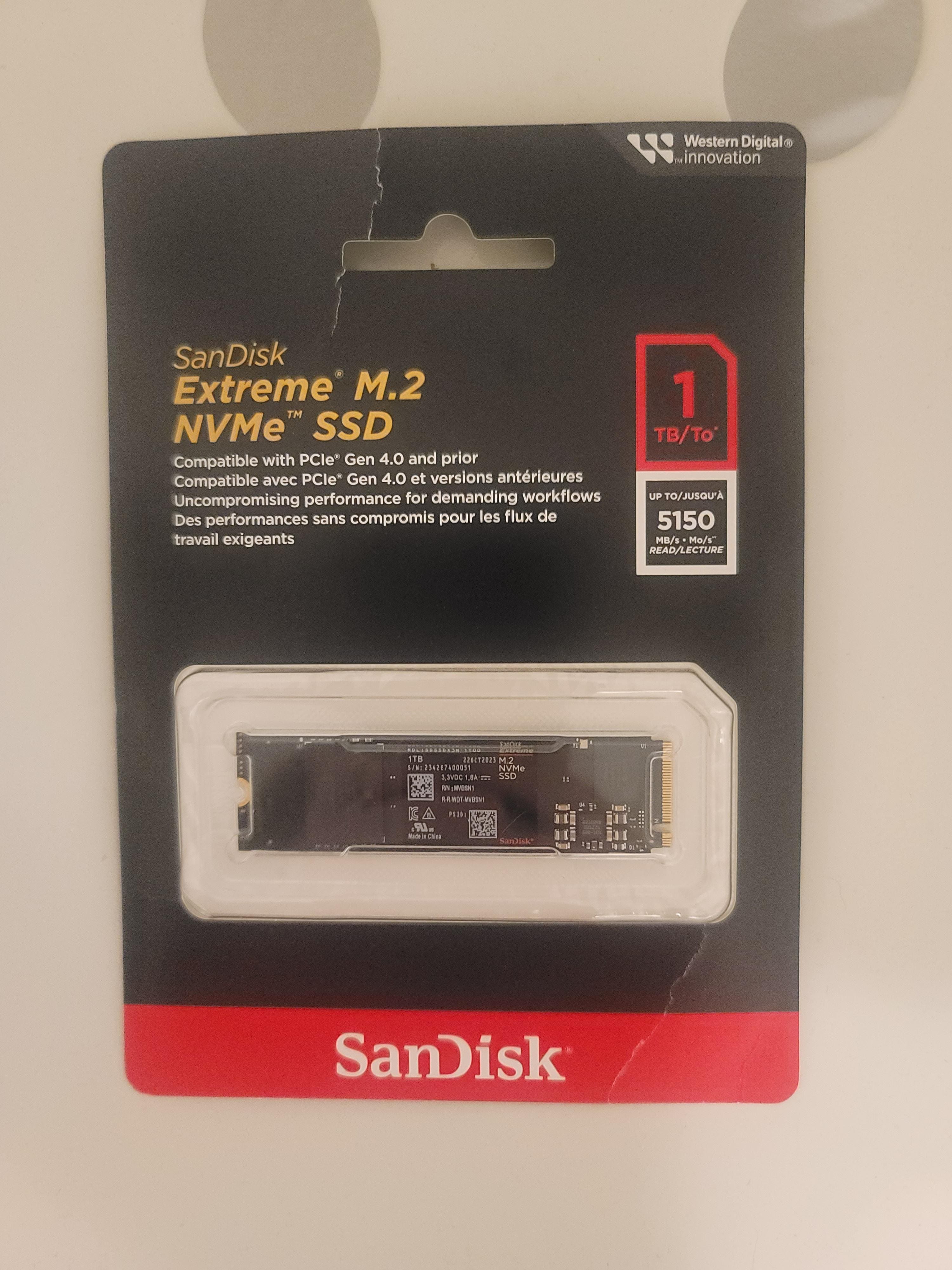 SanDisk Extreme M.2 1TB Internal SSD PCIe Gen 4x4 NVMe