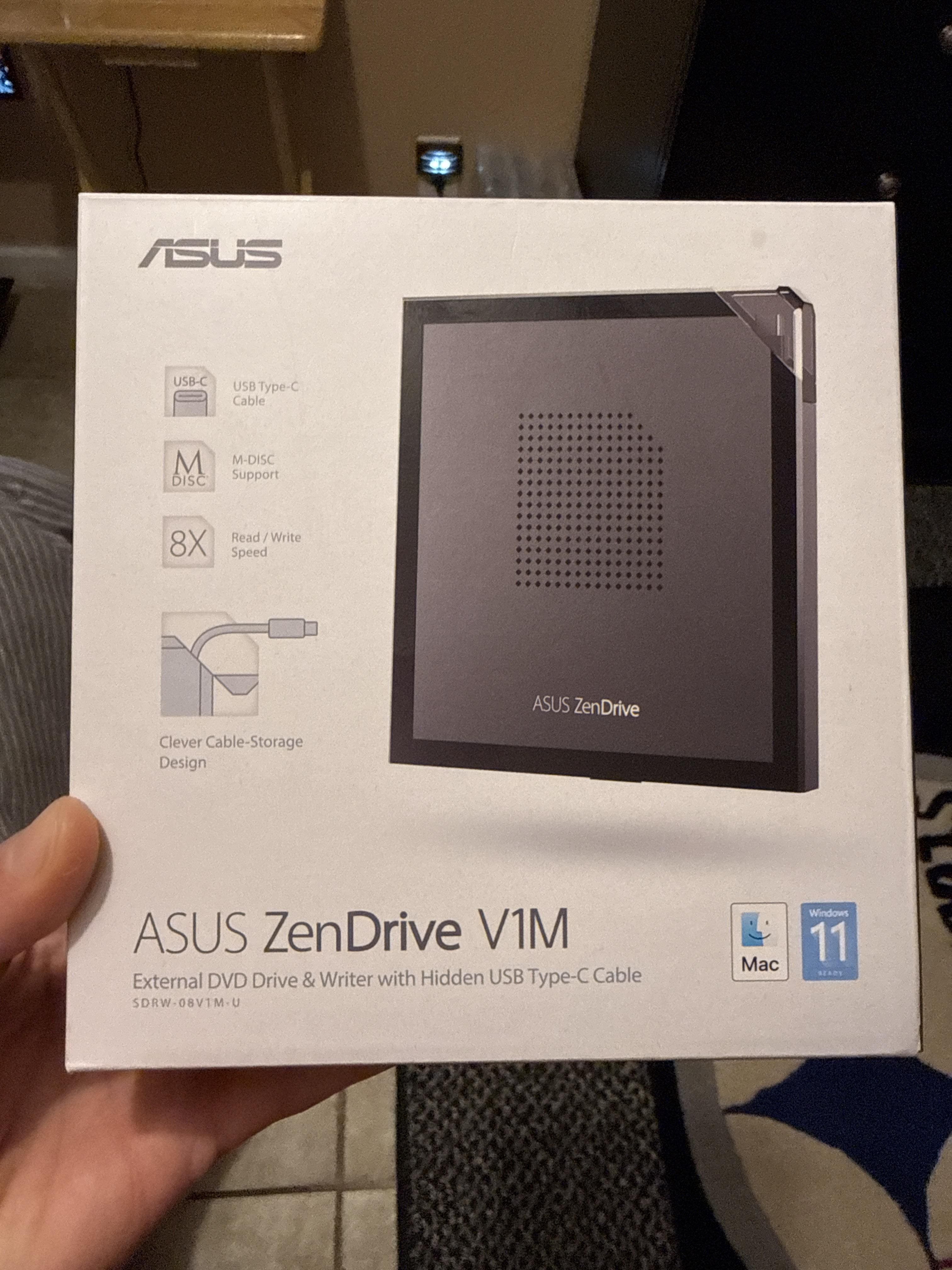 ASUS ZenDrive 8x External DVD±RW/CD RW Drive Black SDRW-08V1M-UBLK