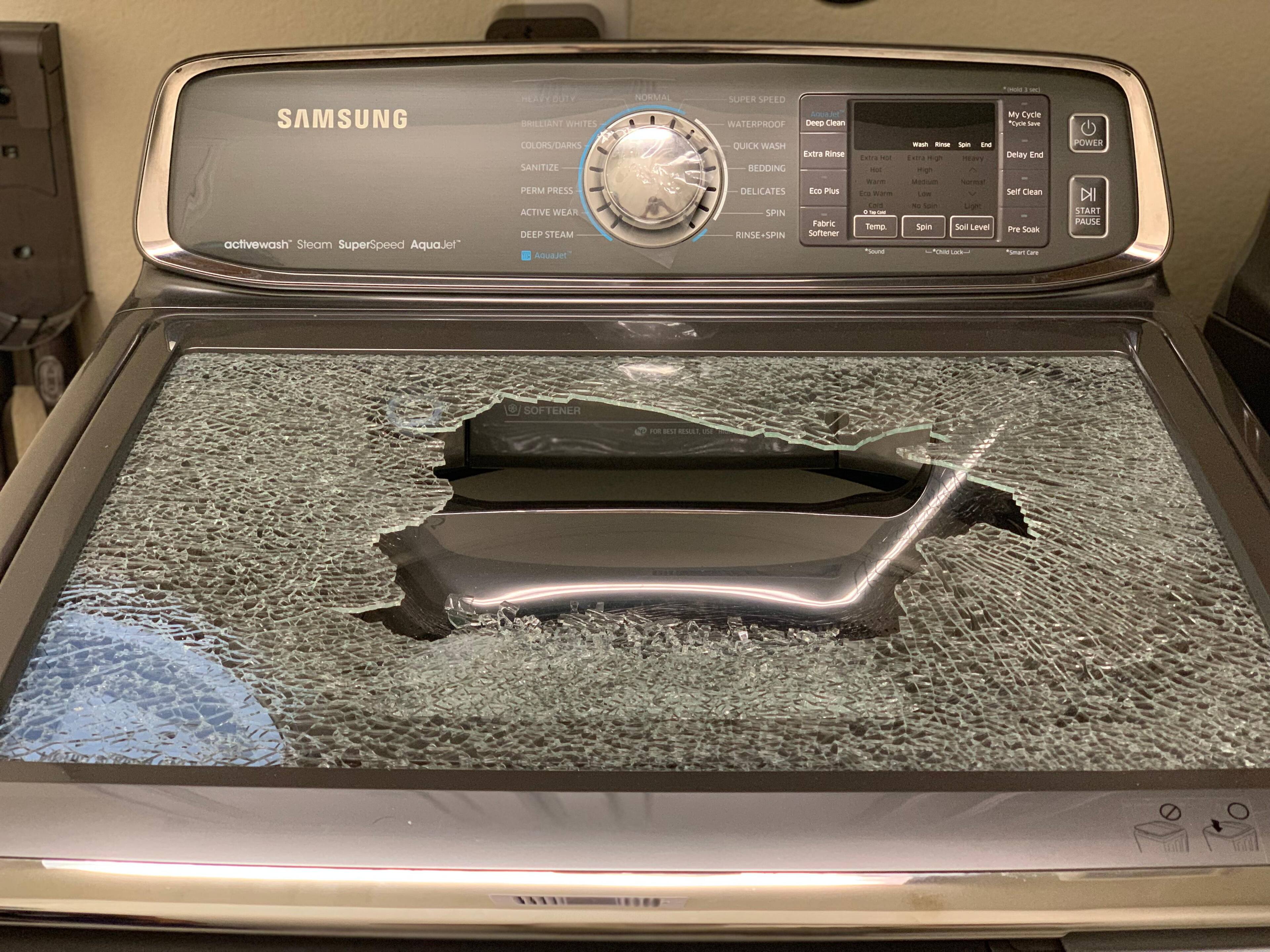Samsung Washer Lid Glass Shattered, click to load a larger version