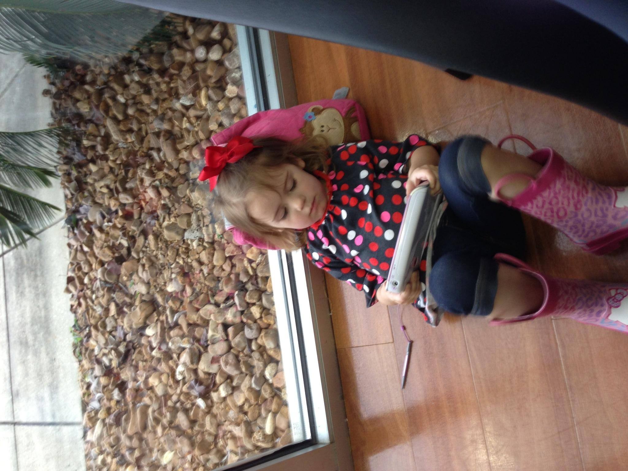 Leap Frogging while her Mommy and Daddy were shopping for a new car!, click to load a larger version