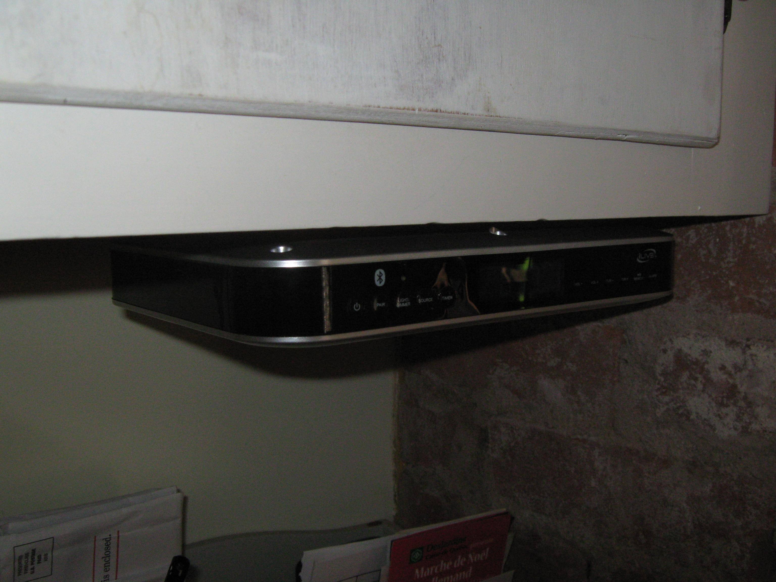 A side view. Units comes with mounting template. Measure twice before drilling!, click to load a larger version