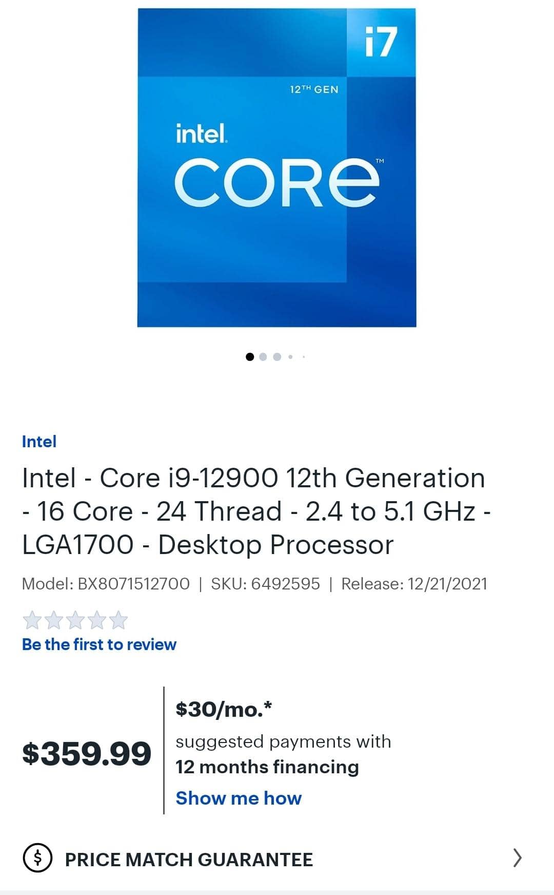 Intel Core i7 12700 12th Generation 12 Core 20 Thread 1.6 to 4.9