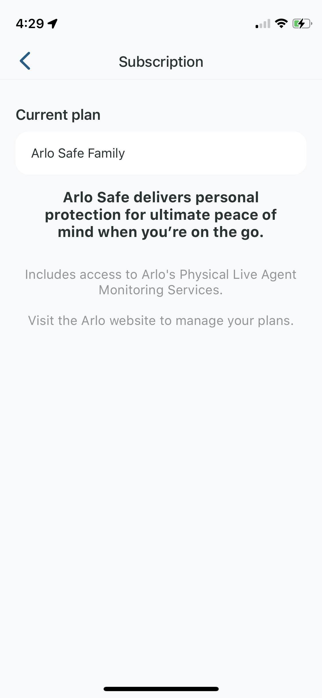 Current subscription plan without start or end date, click to load a larger version