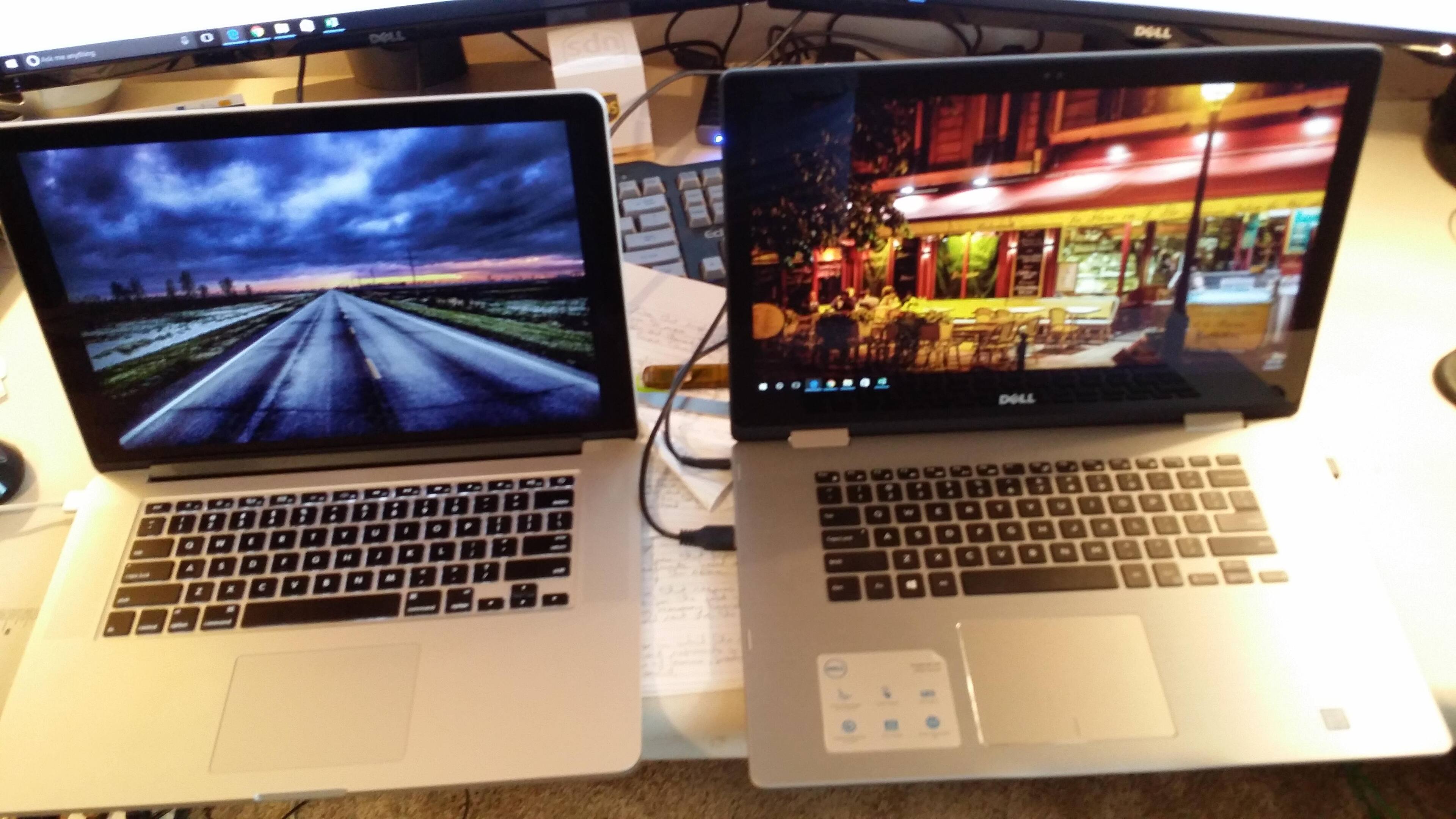 Macbook Pro on left; Dell on right, click to load a larger version