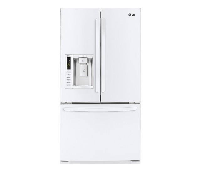 LG Refrigerator w/water and ice on door, click to load a larger version