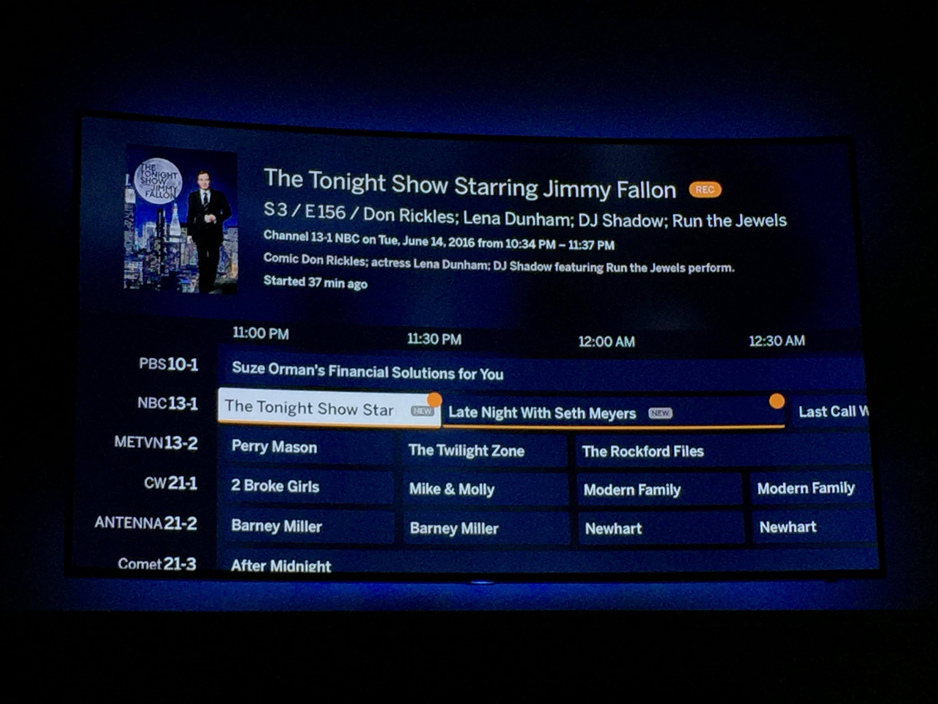 Tablo Guide on Tablo AppleTV app, click to load a larger version