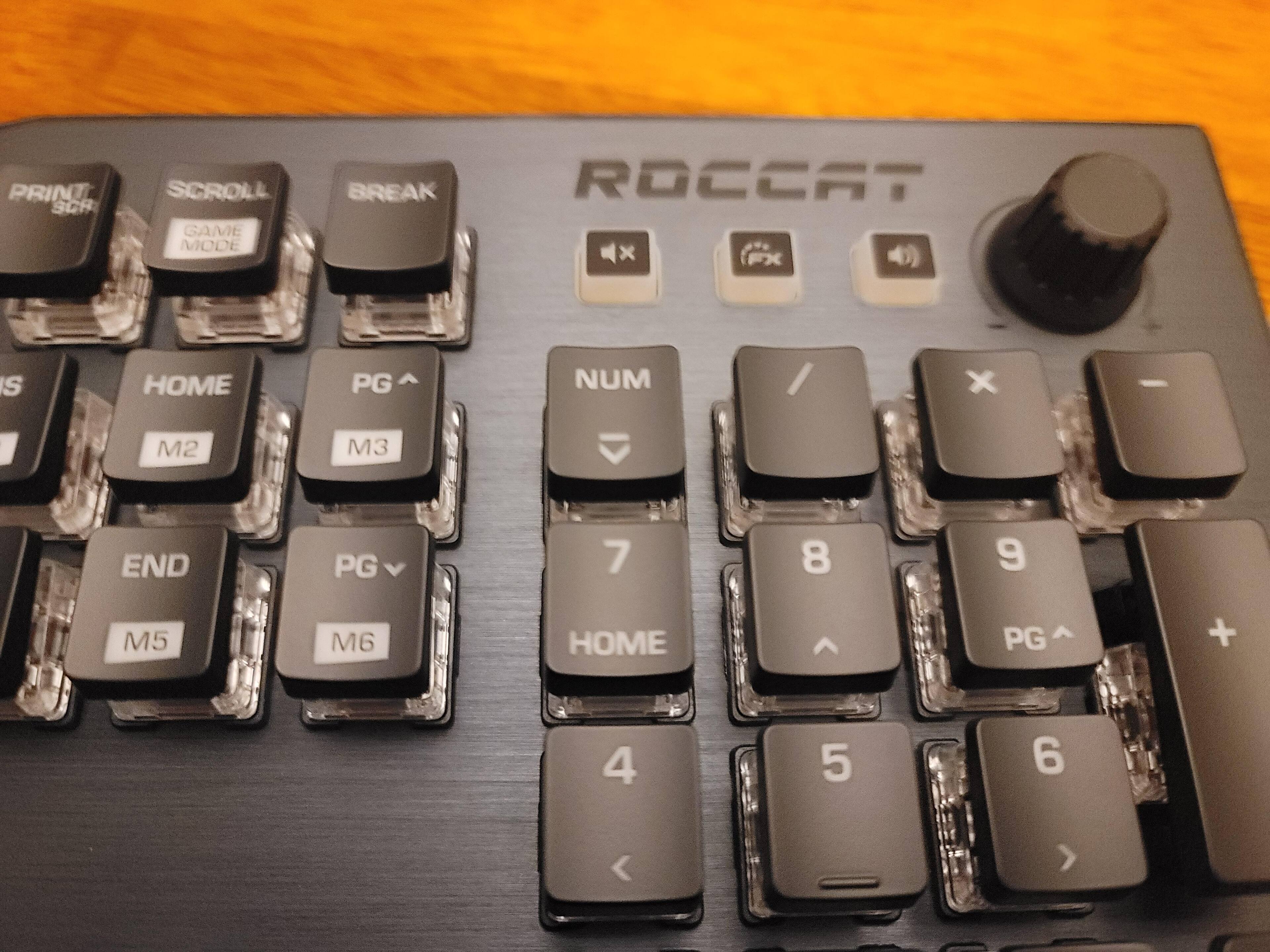 Closer view of the dedicated media and macro keys, click to load a larger version