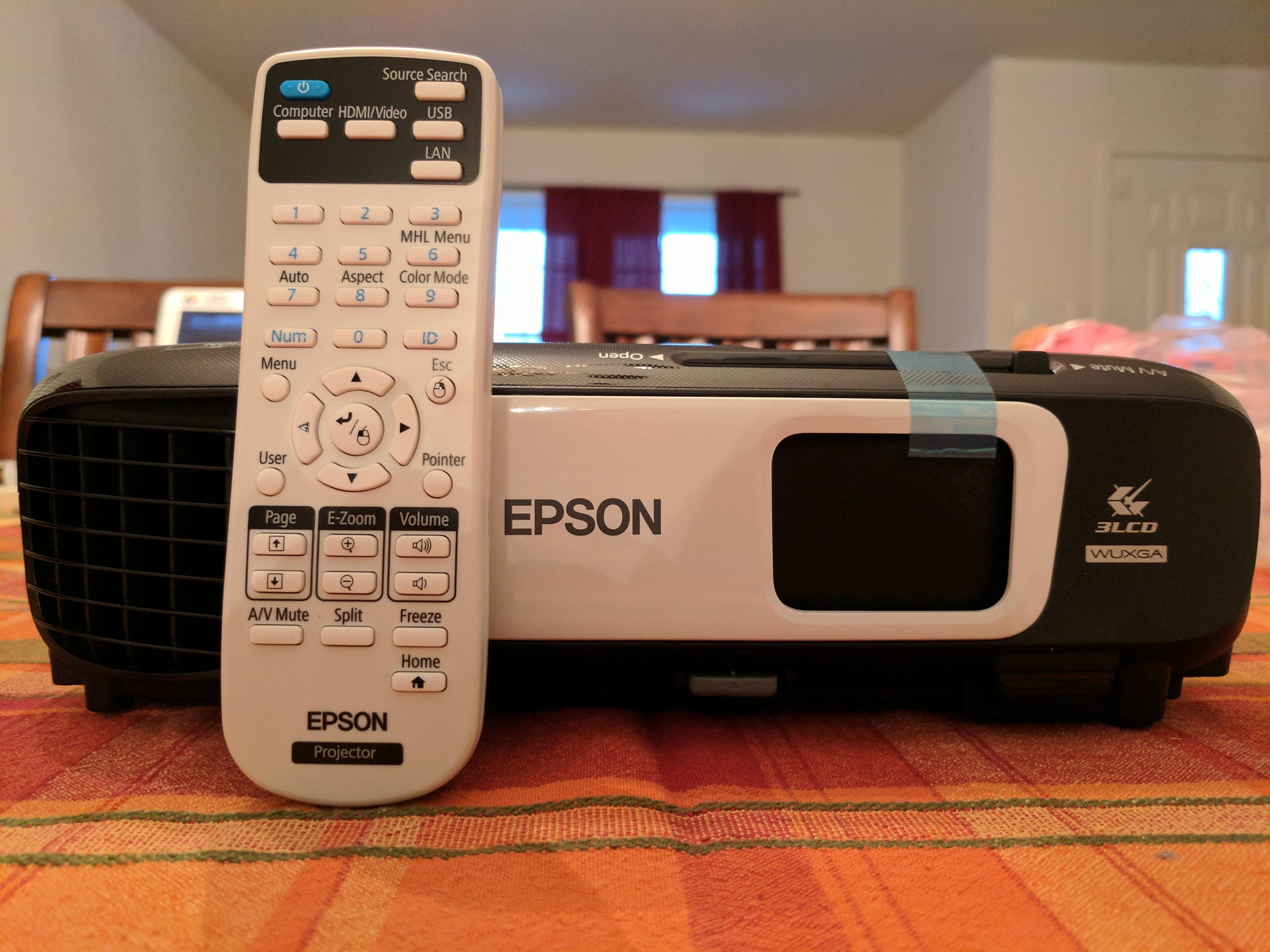 Projector and remote, click to load a larger version