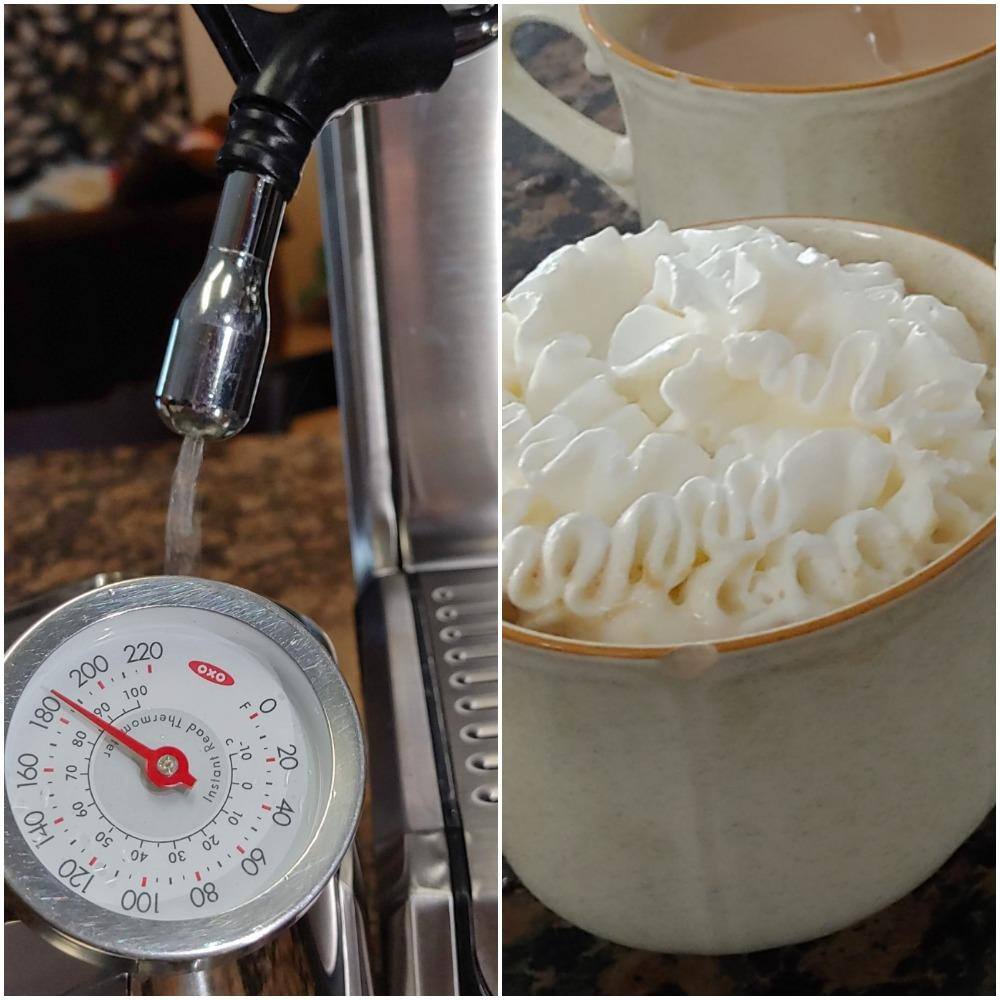 Hot water maker and cappuccino, click to load a larger version