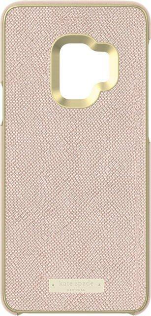 Kate Spade New York - Wrap Case for Samsung Galaxy S9 - Saffiano Rose Gold/Gold Logo Plate, click to load a larger version