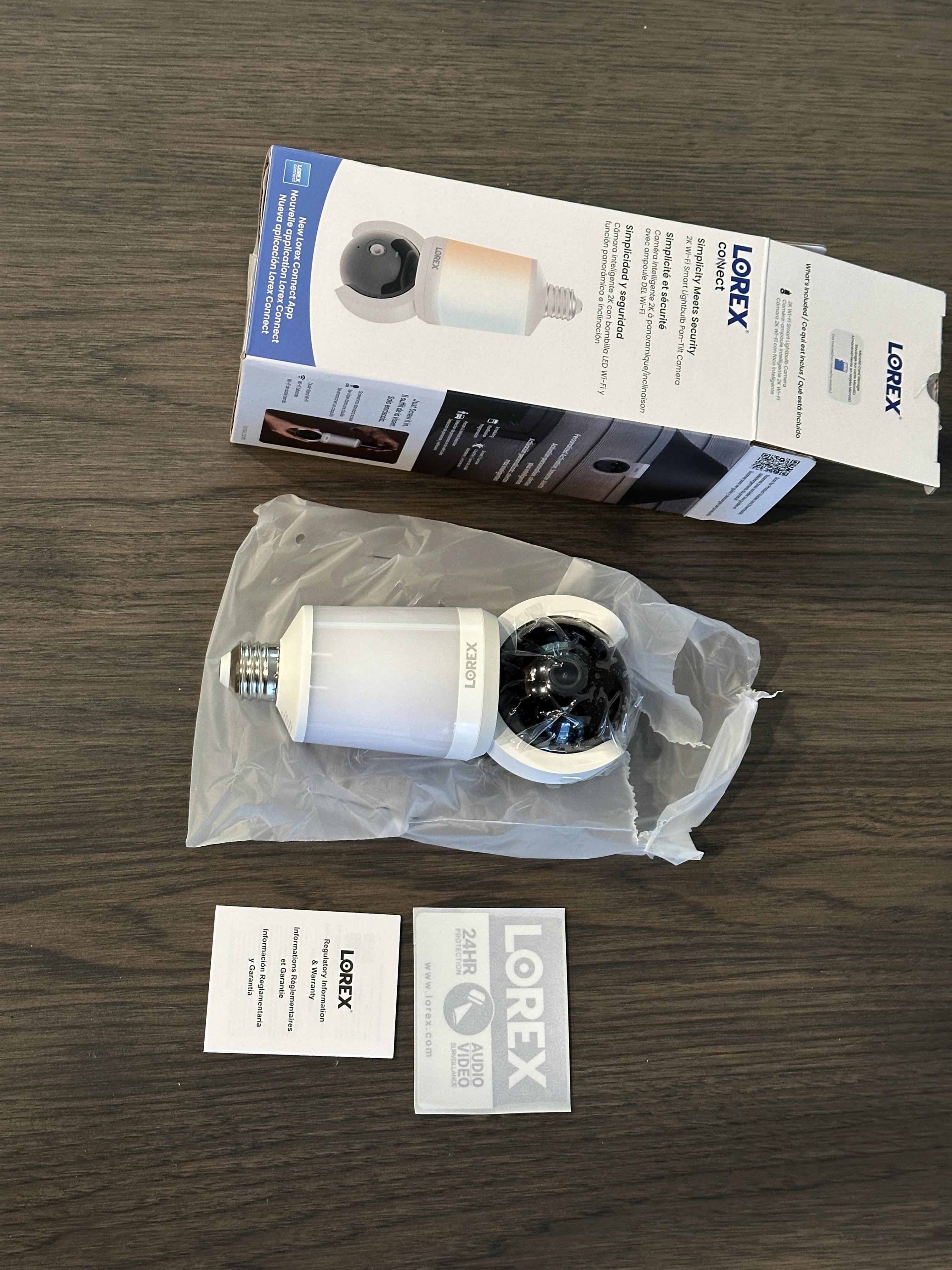 Lorex Connect 2K Wi Fi Smart Lightbulb Pan Tilt Security Camera