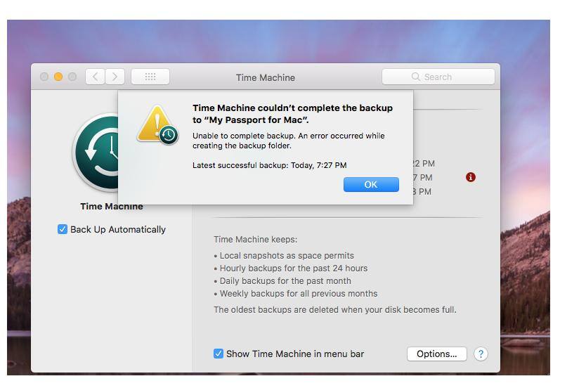 The error message, click to load a larger version