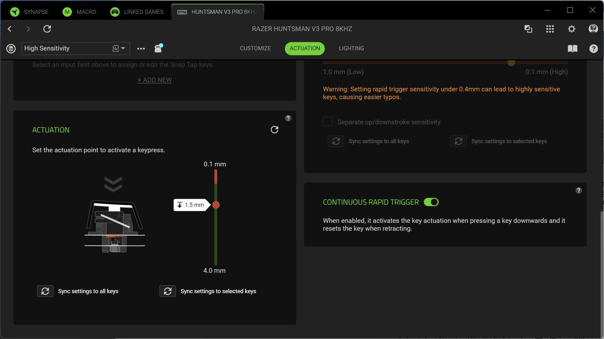 Setting the key sensitivity is such a great feature, click to load a larger version