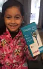 Excited to try her new smart thermometer, click to load a larger version