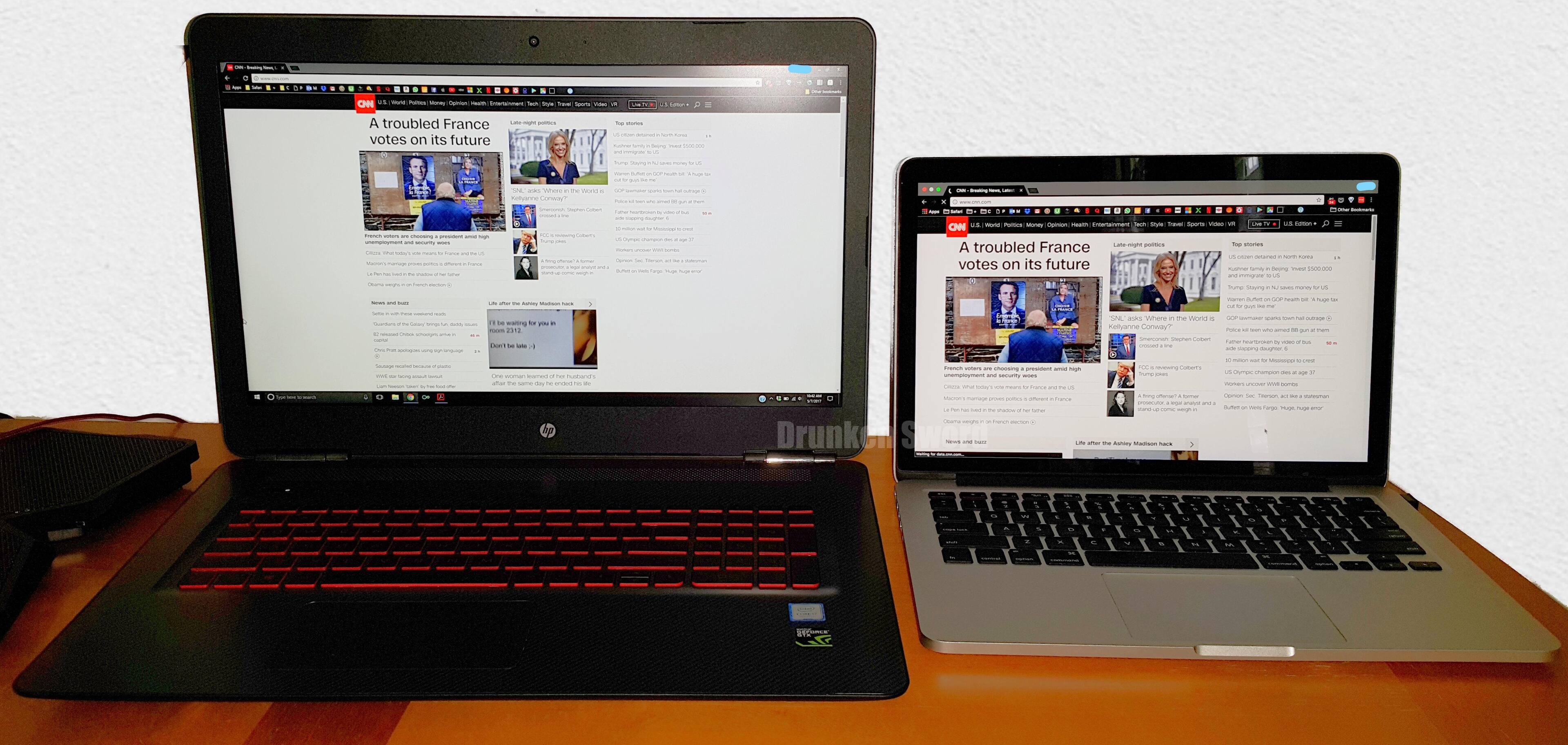 Huge 17.3" screen compared to the macbook pro 13", click to load a larger version