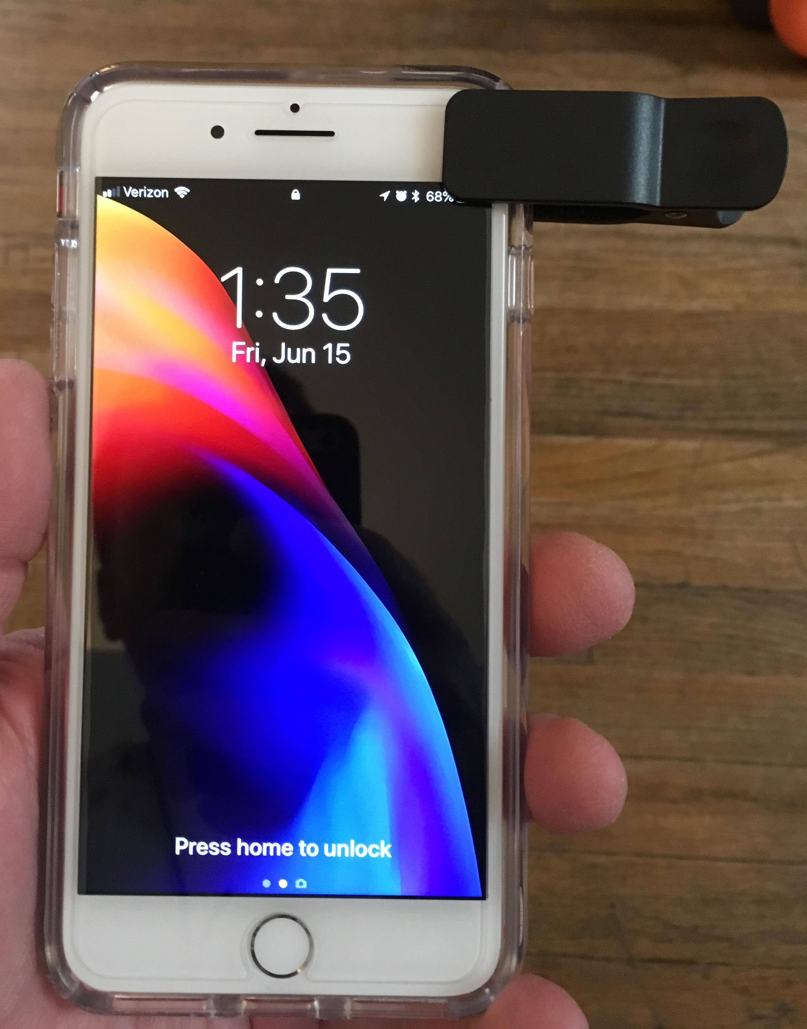 Clip installed on iPhone 7 Plus, click to load a larger version