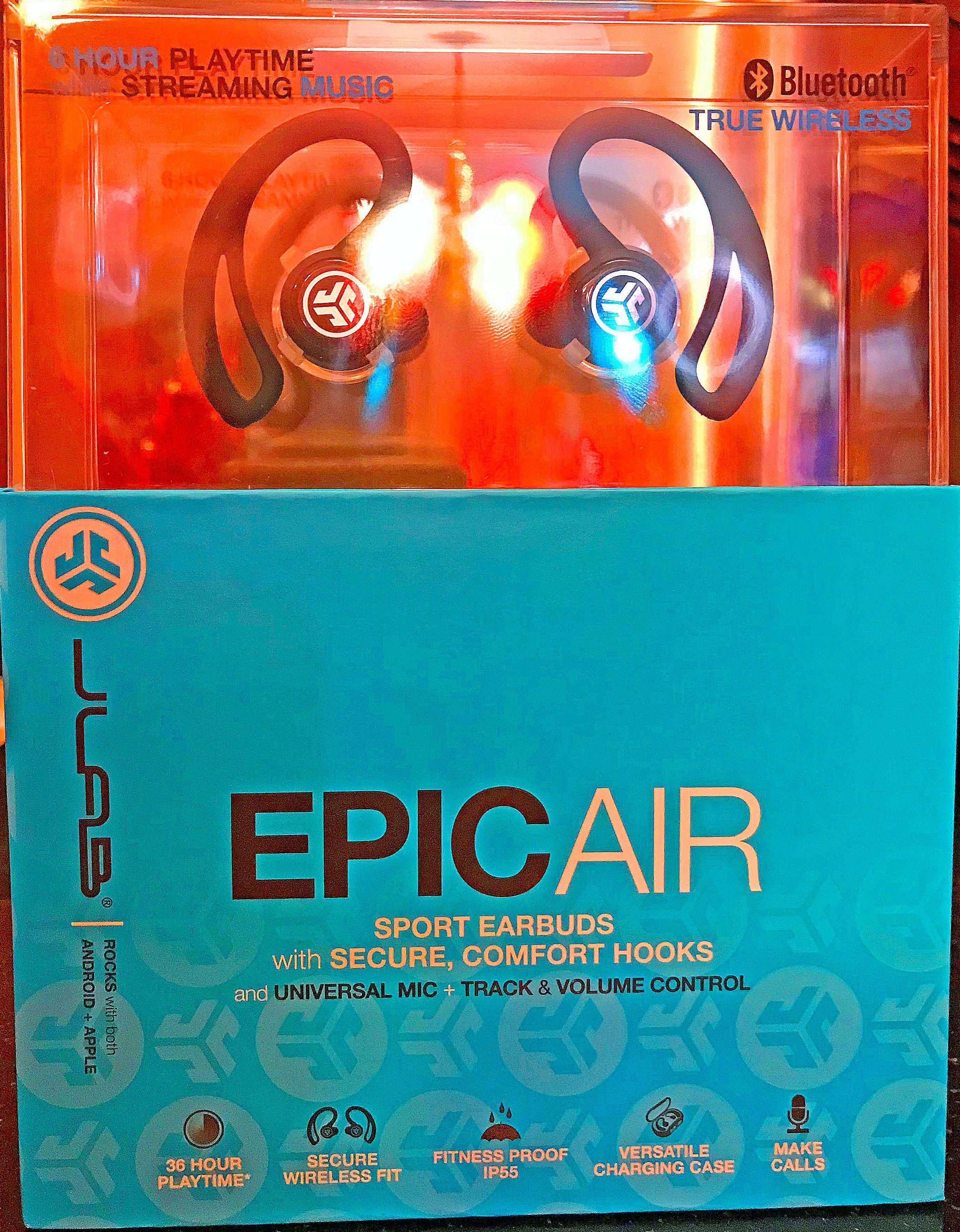 EPIC AIR TRUE WIRELESS SPORT EARBUDS + CHARGING CASE, click to load a larger version