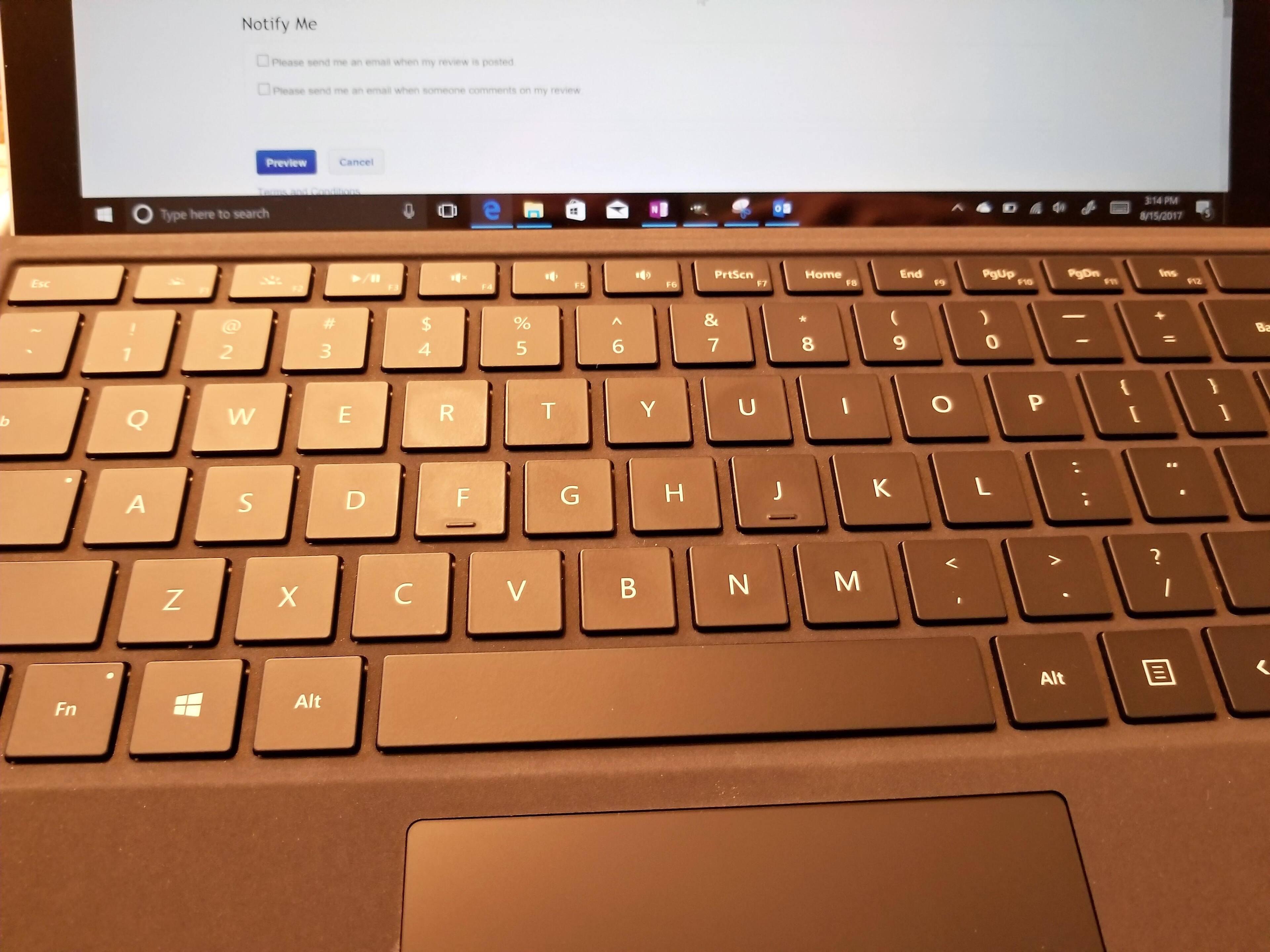 Keyboard attached to Surface Pro, click to load a larger version