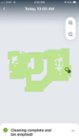 Green: cleaned areas. White blocks are walls or tables,, click to load a larger version