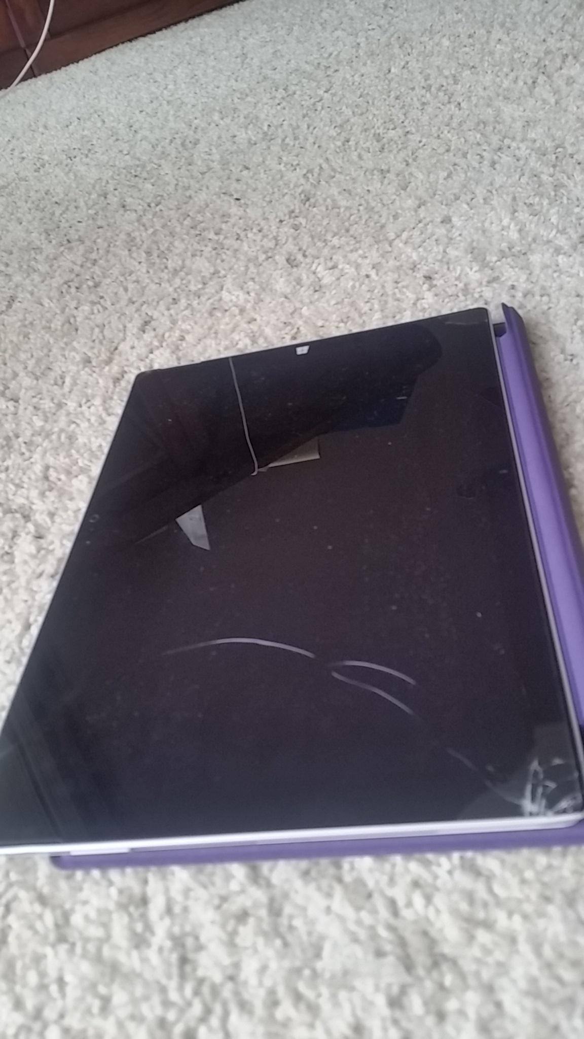 How InvisiShield protects my Surface Pro. Note that the InvisiShield is still perfectly fine - it's just the tablet that's ruined, click to load a larger version