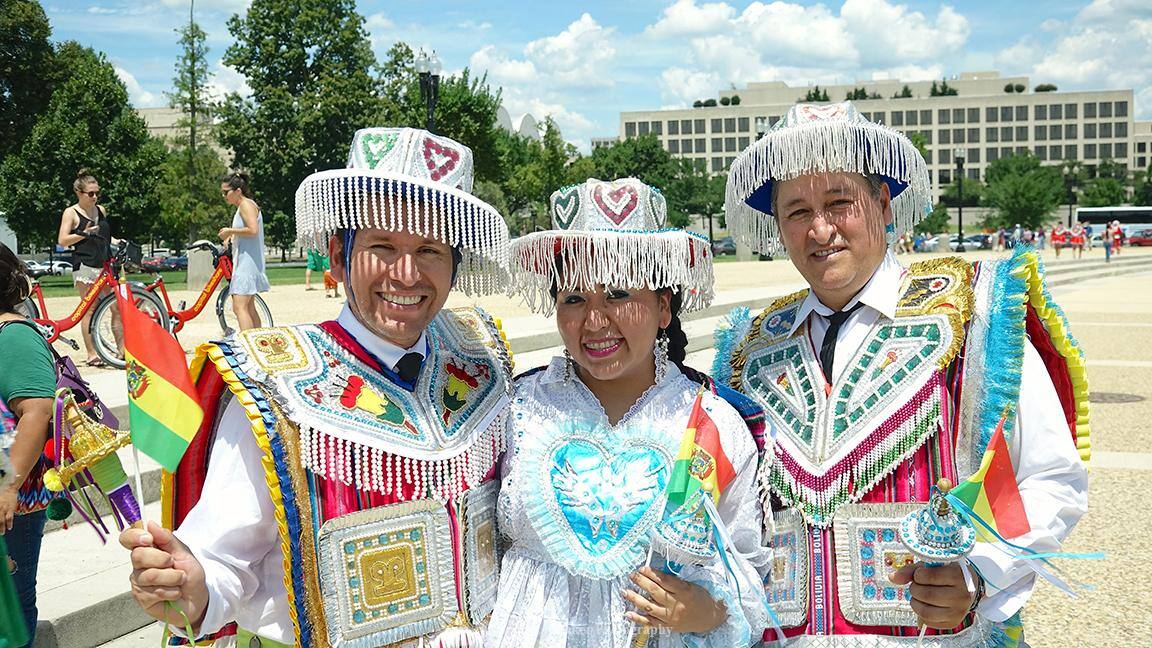 Bolivian Dancers in front of the Capitol Reflecting Pool, click to load a larger version