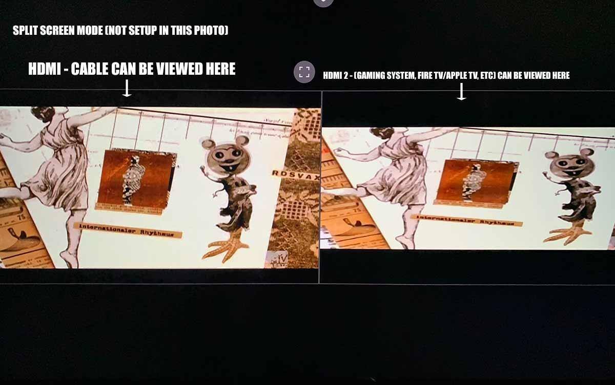 "Split Screen" Watch Live cable and another HDMI source at once, click to load a larger version