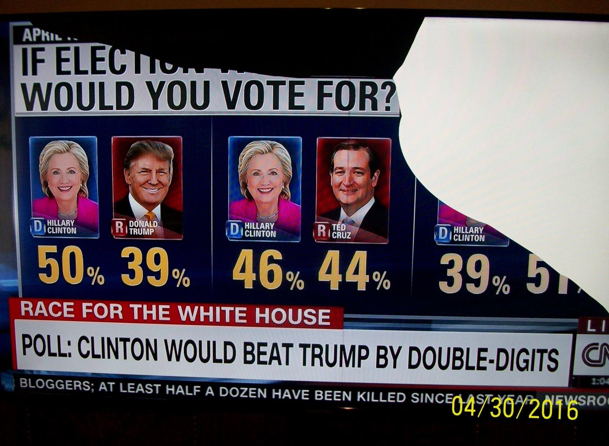 1st TV with broken screen, click to load a larger version