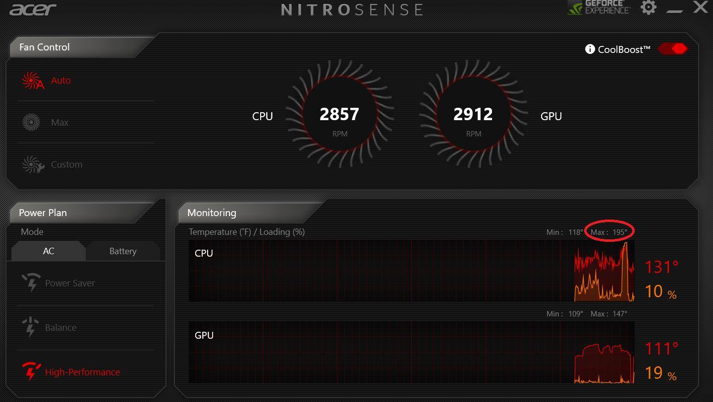 Max temp was just barely under thermal throttling after running 3D mark 3 times when all fans on max, click to load a larger version
