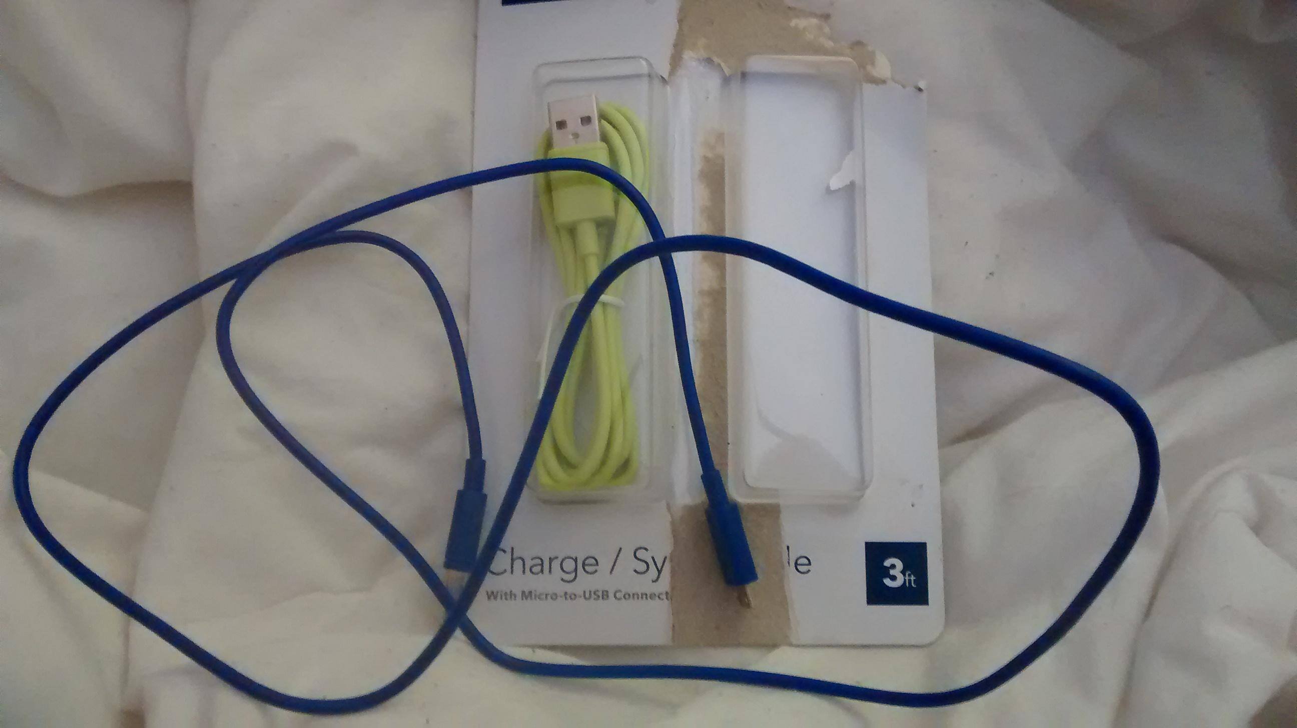 Bright colors help to find the cords in a see of black cords in a drawer., click to load a larger version