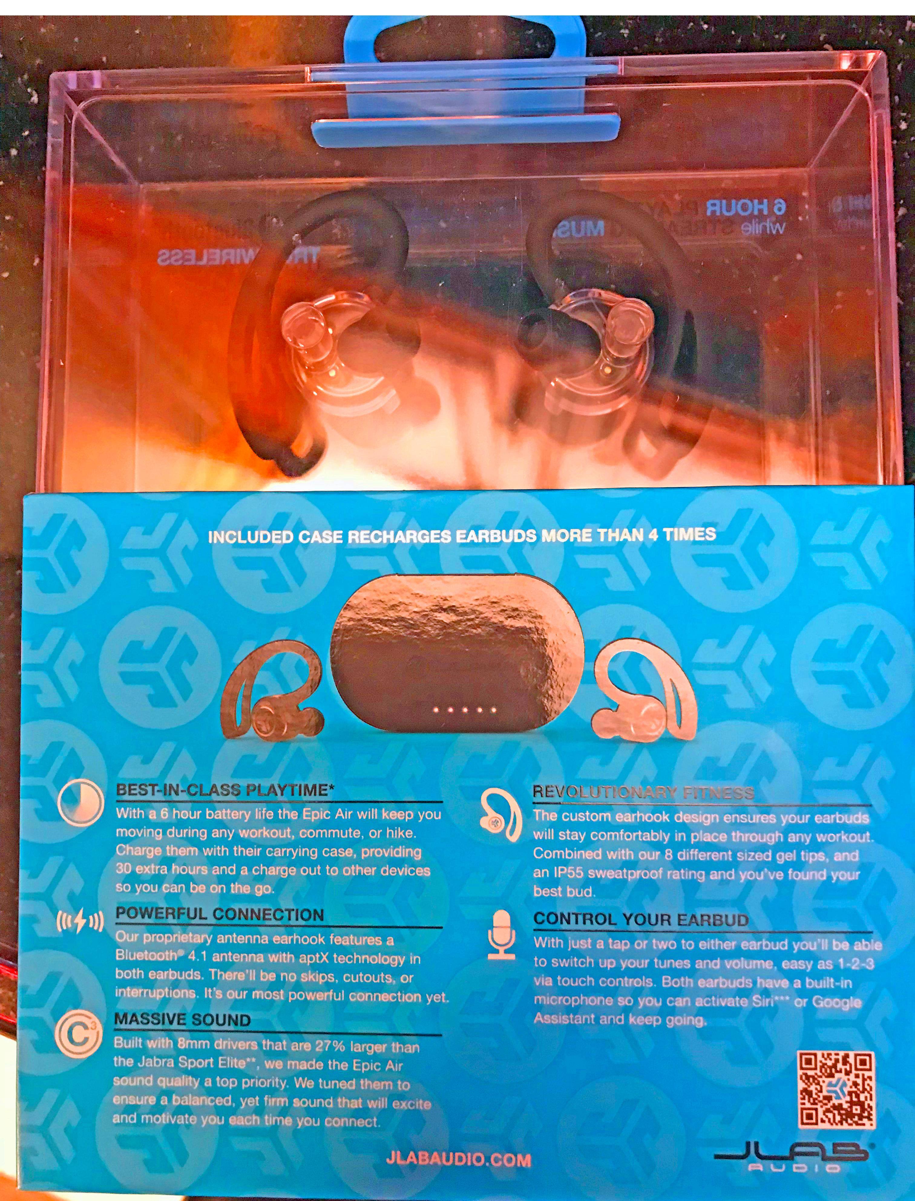 EPIC AIR TRUE WIRELESS SPORT EARBUDS + CHARGING CASE, click to load a larger version