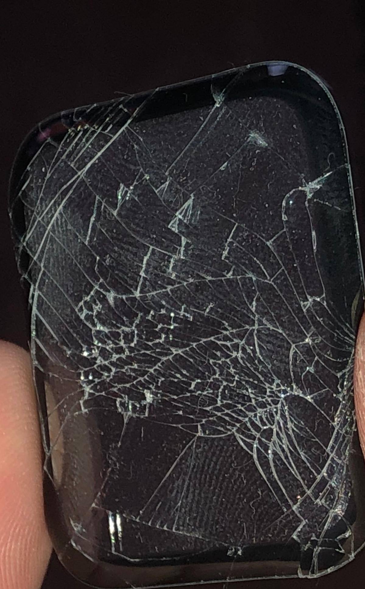 Shattered glass just from trying to remove bubbles glass grabs watch so tight with huge bubble you have to try to carefully lift them out this happened immediately, click to load a larger version