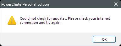Can't check for updates, click to load a larger version
